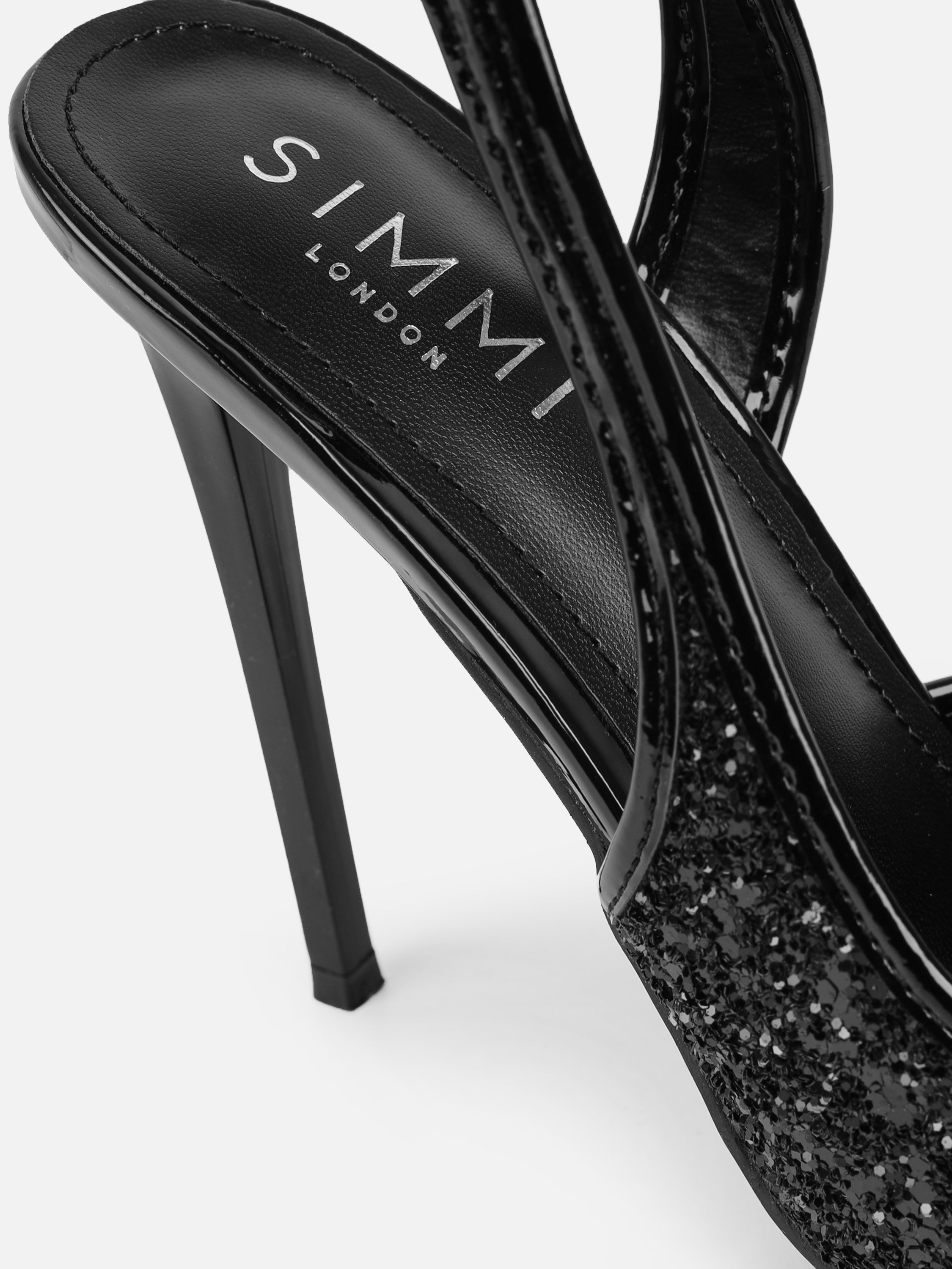 Hollie Black Glitter Slingback Court Shoes