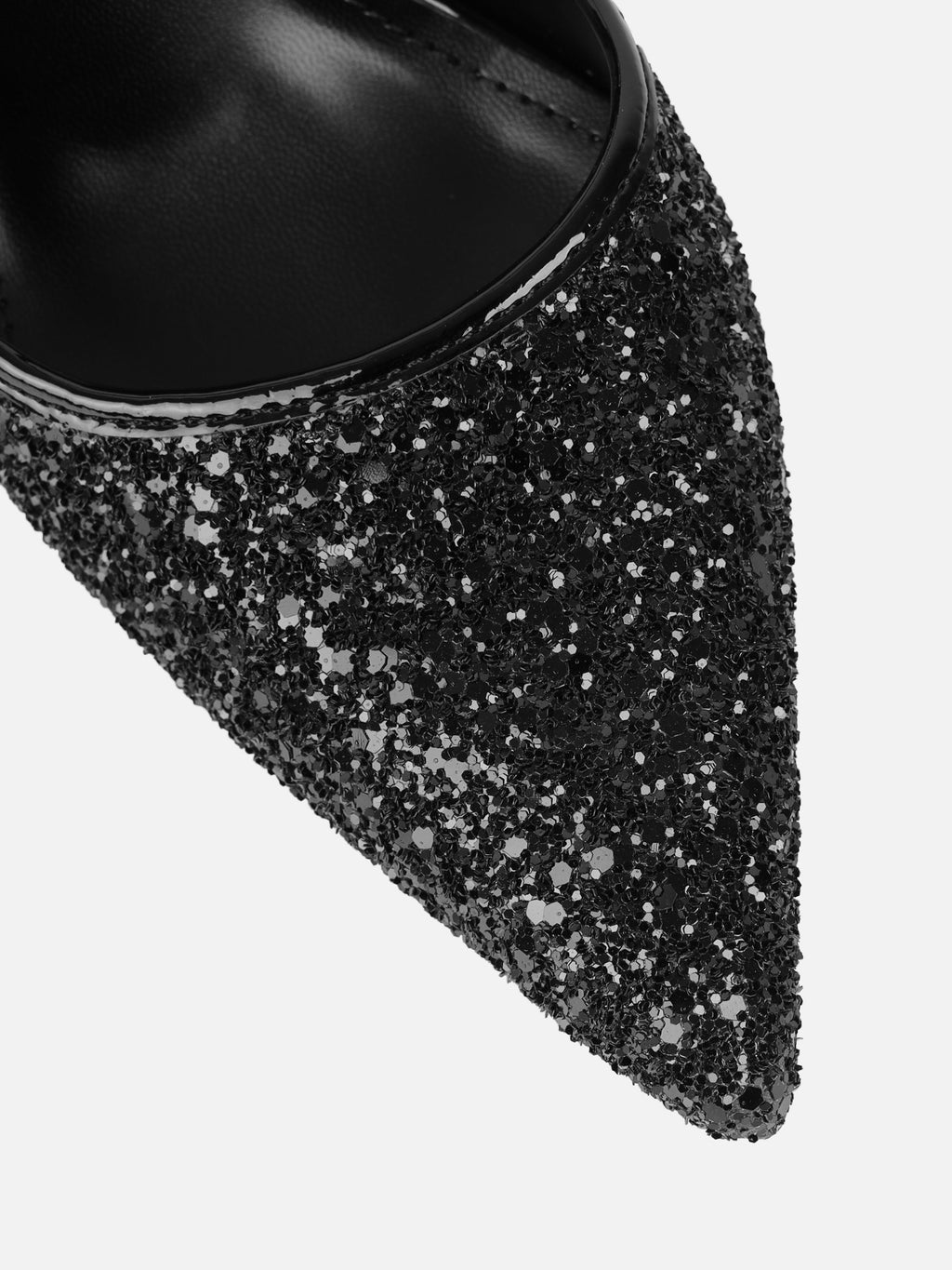 Hollie Black Glitter Slingback Court Shoes