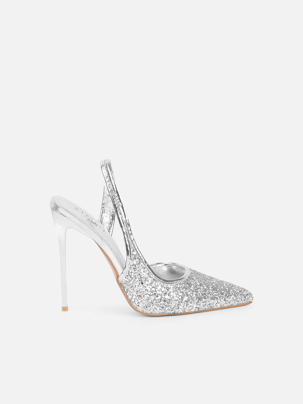 Hollie Silver Glitter Slingback Court Shoes