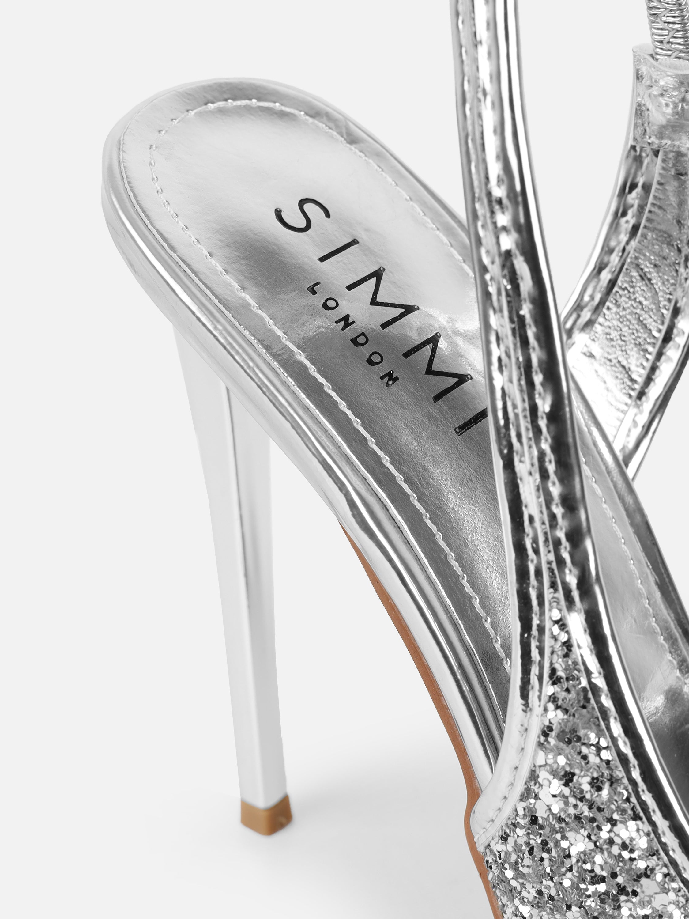 Hollie Silver Glitter Slingback Court Shoes