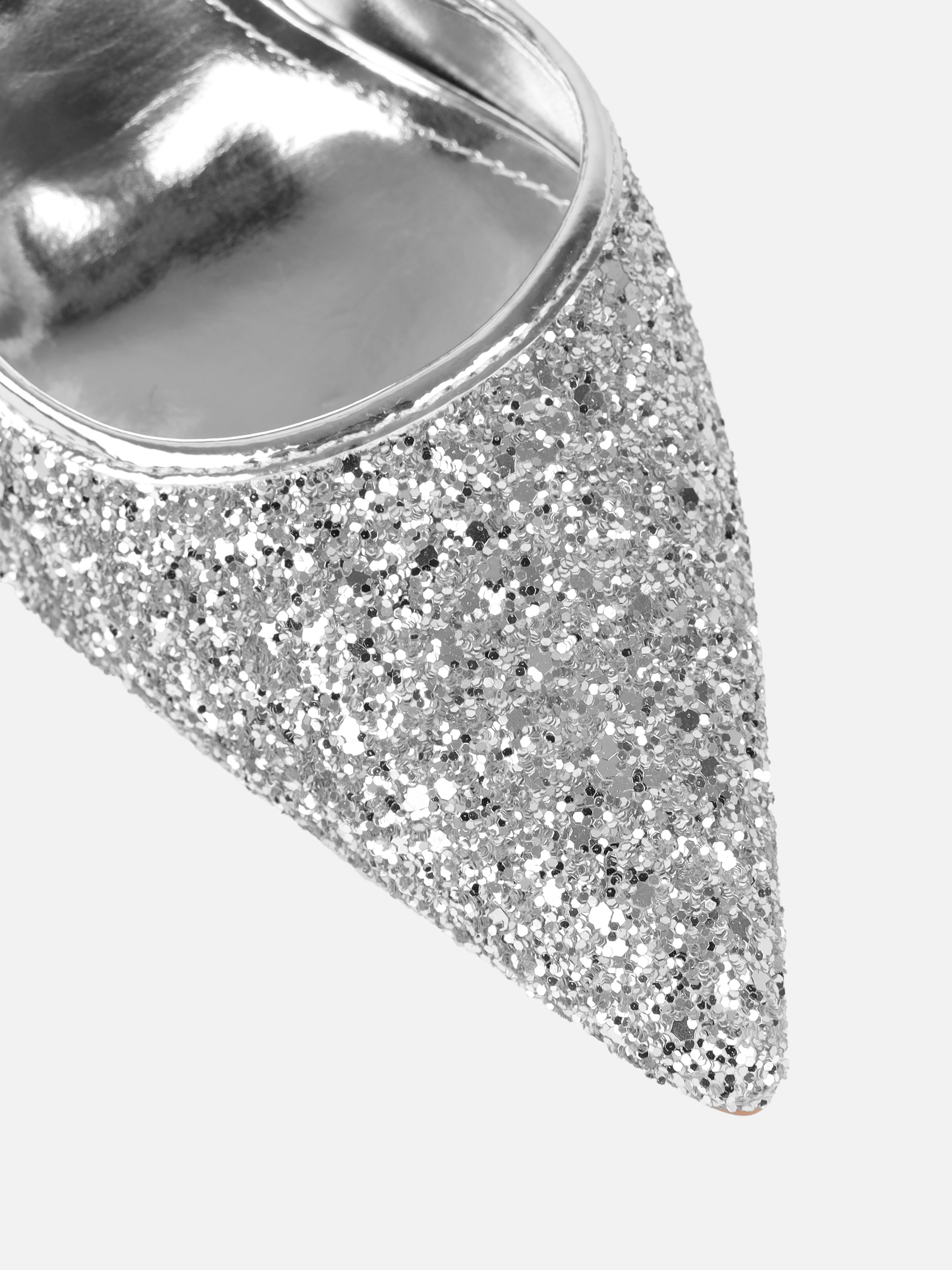 Hollie Silver Glitter Slingback Court Shoes