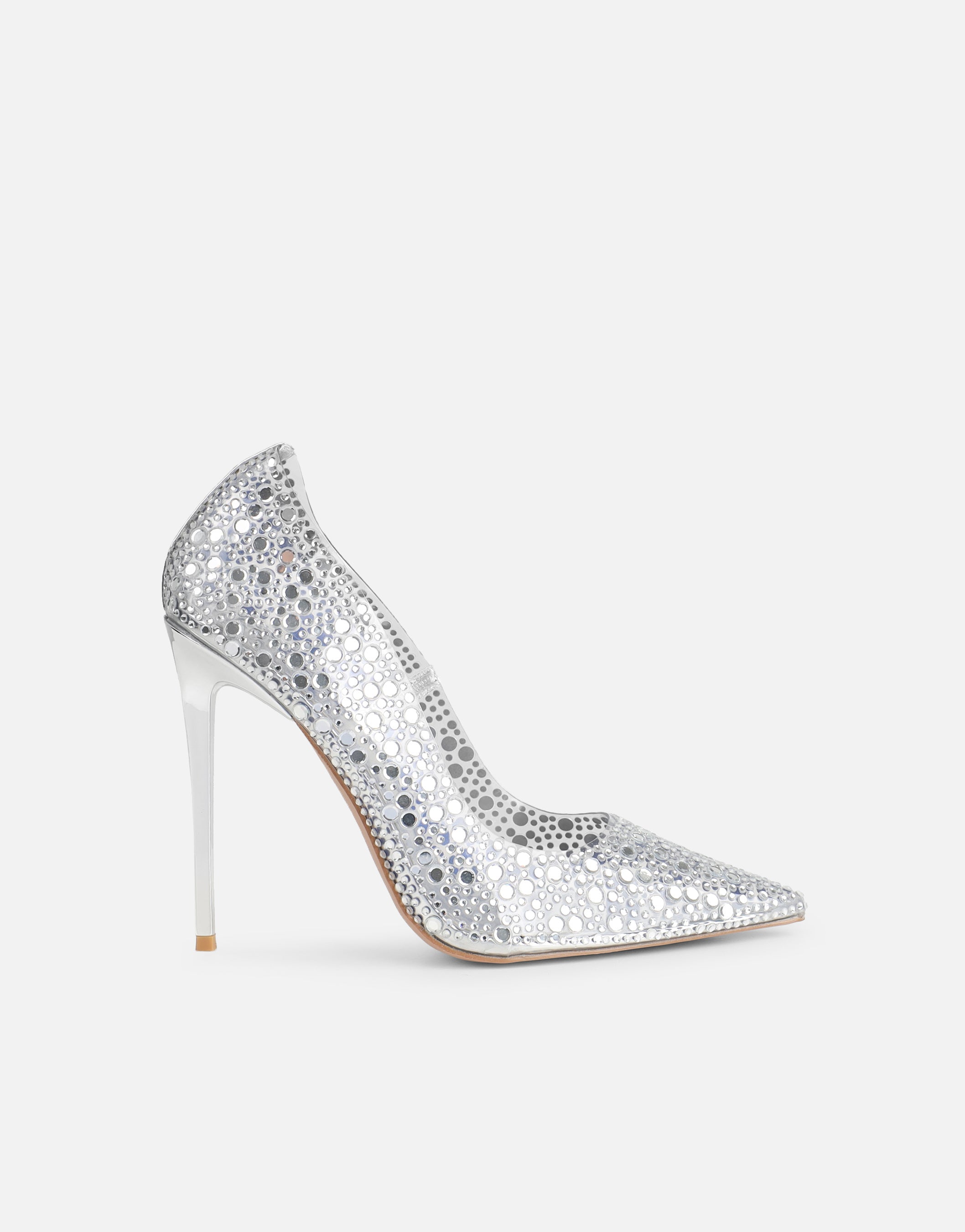 Kris Clear Silver Embellished Court Shoes