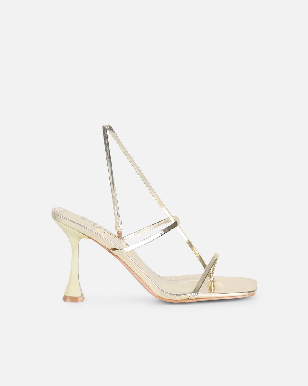 Allegra Gold Mirror Strappy Heeled Sandals