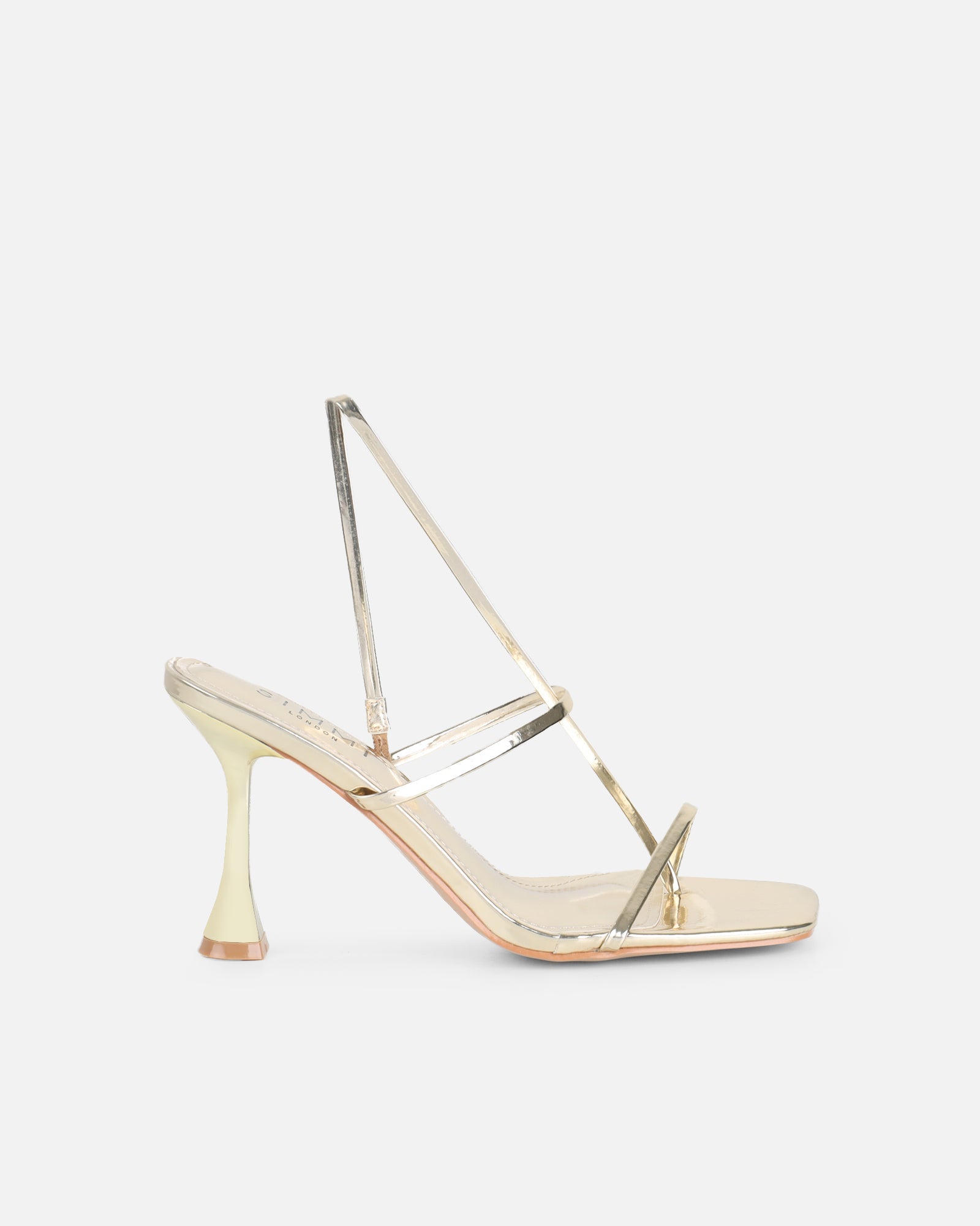 Allegra Gold Mirror Strappy Heeled Sandals