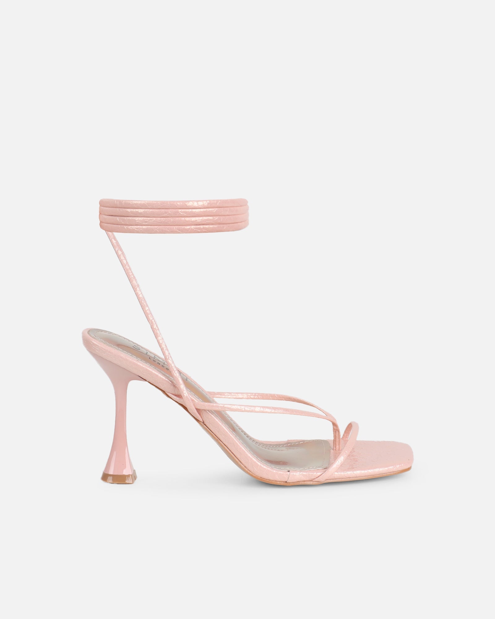 Pixar Pink Metallic Tie Up Heeled Sandals
