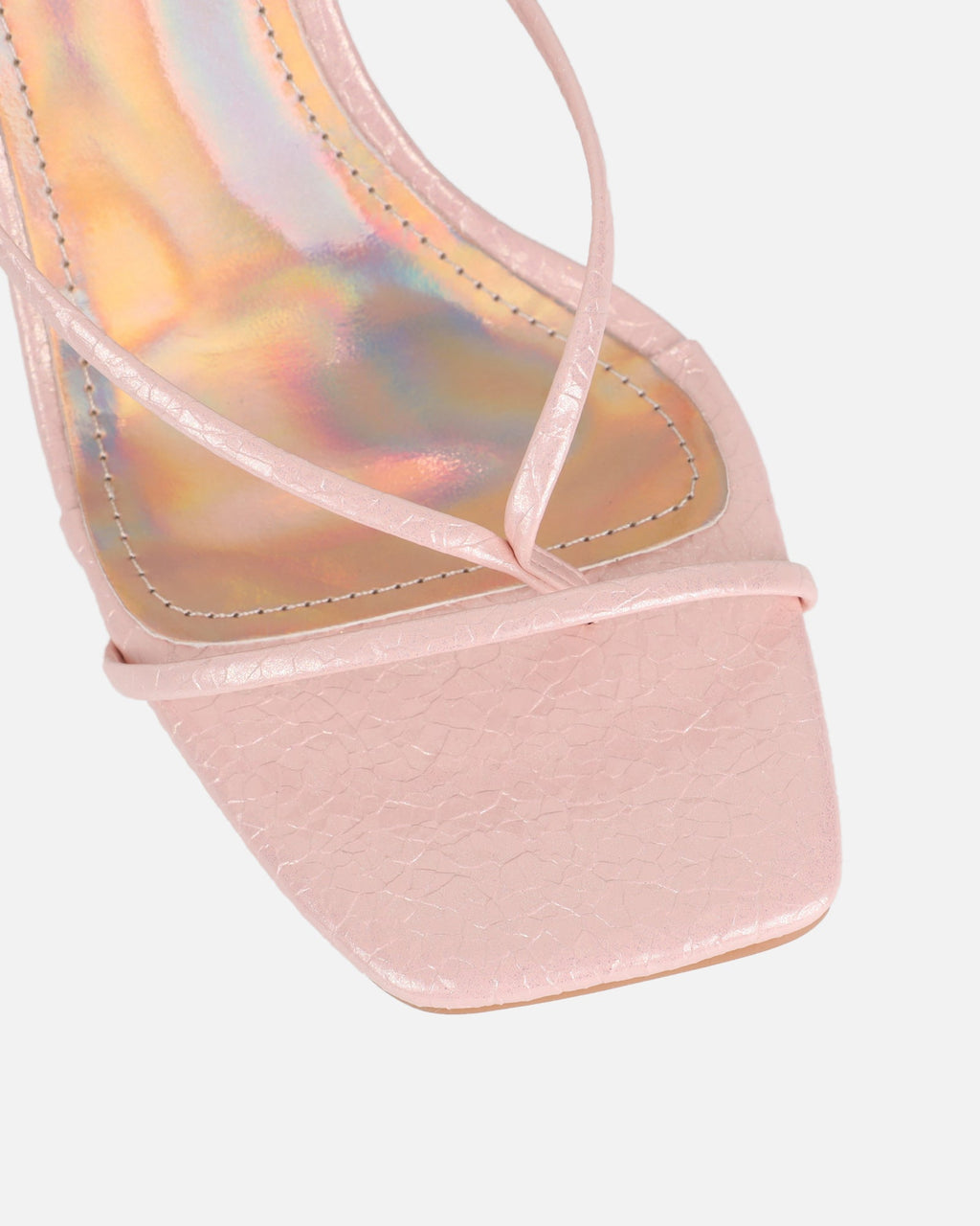 Pixar Pink Metallic Tie Up Heeled Sandals