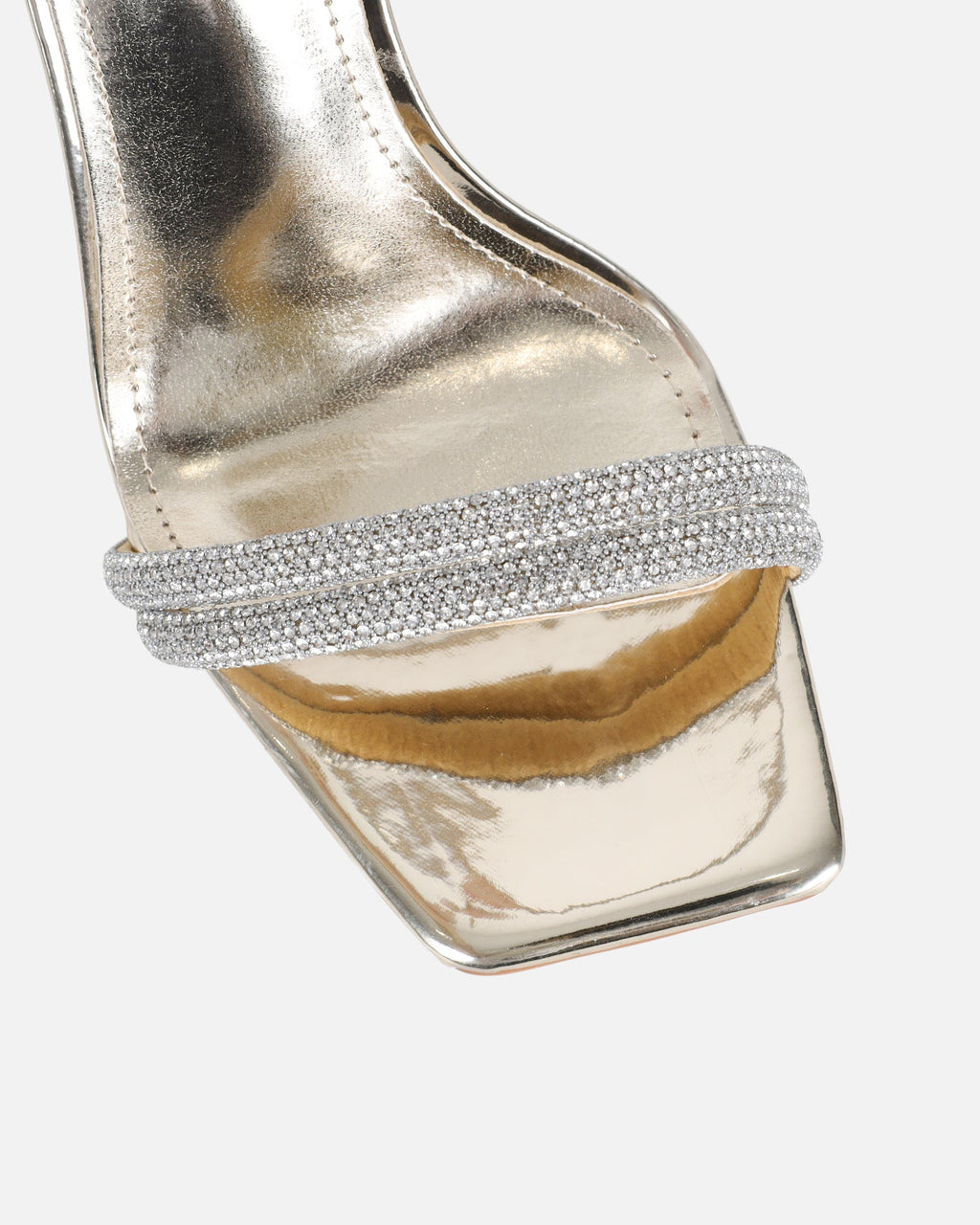 Pena Gold Mirror Diamante Heeled Sandals