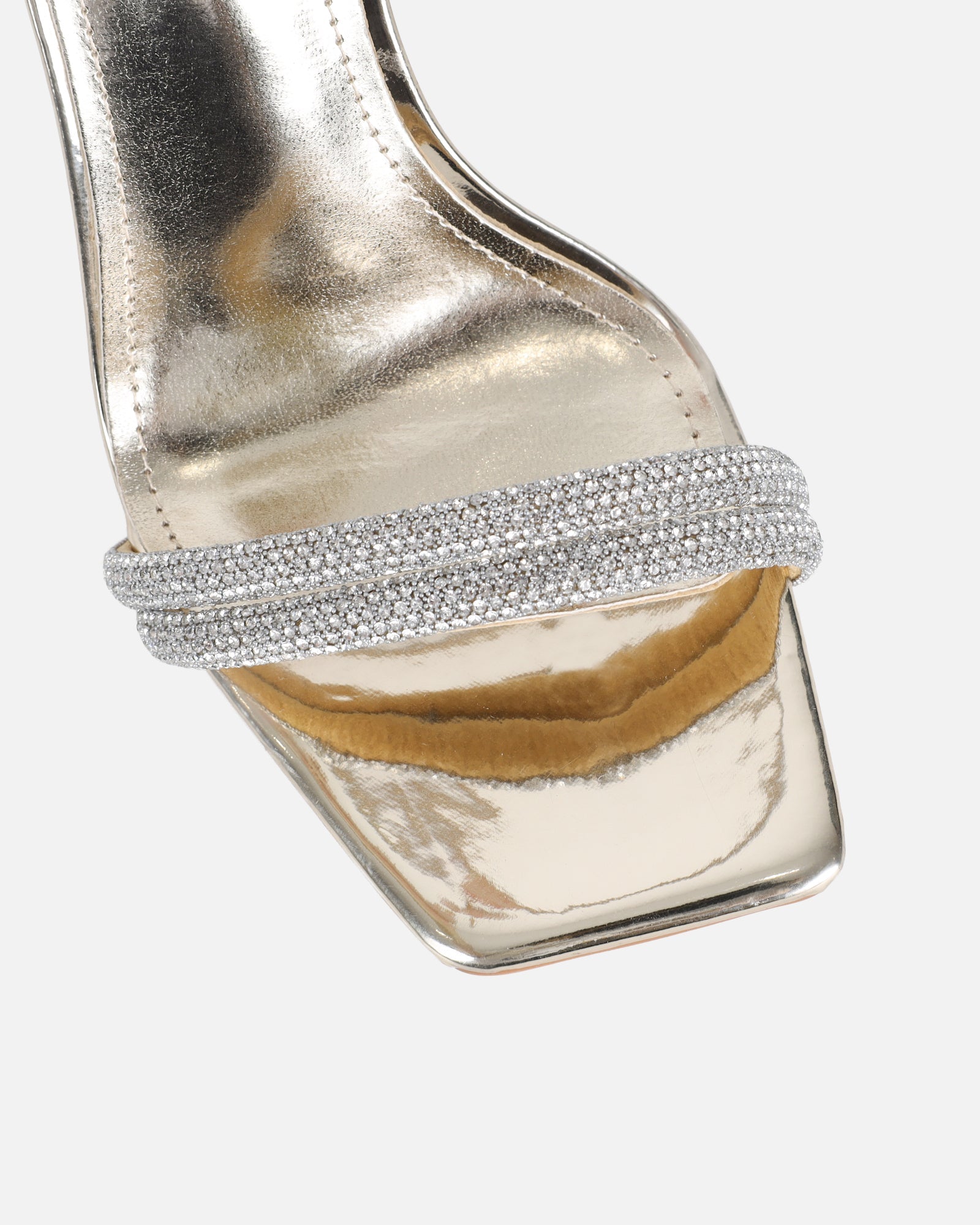 Pena Gold Mirror Diamante Heeled Sandals