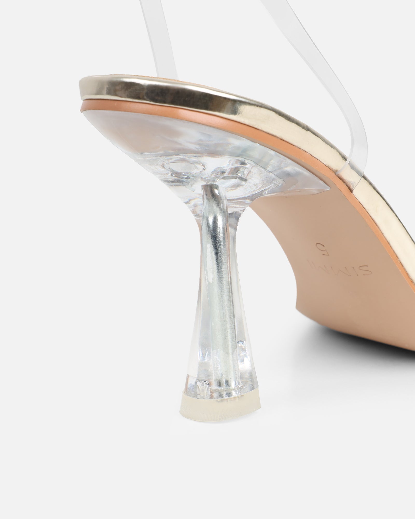 Diamond Gold Clear Diamante Mid Heels
