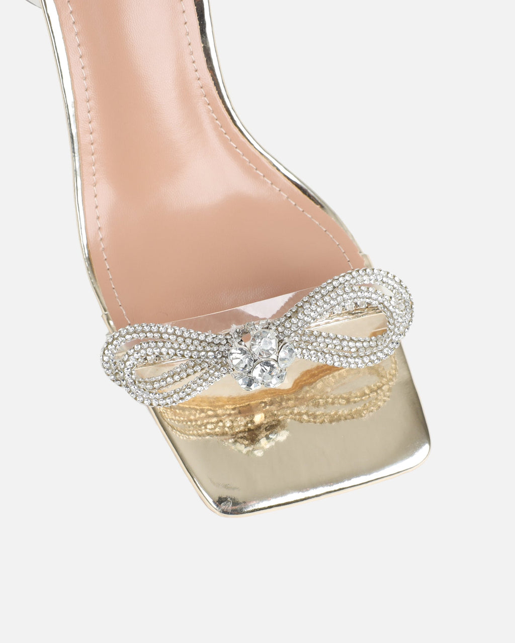 Diamond Gold Clear Diamante Mid Heels