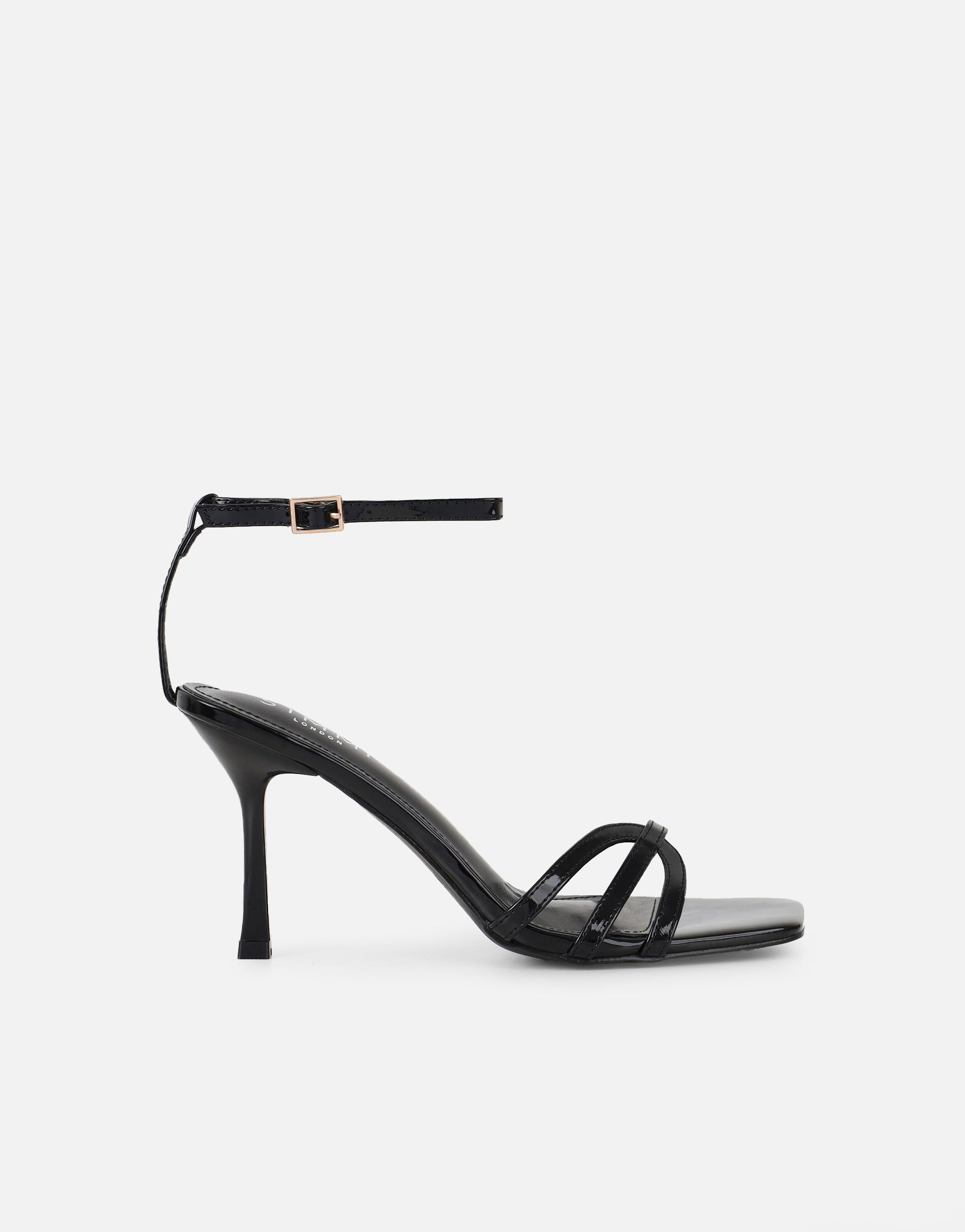 Meela Black Patent Heeled Sandals