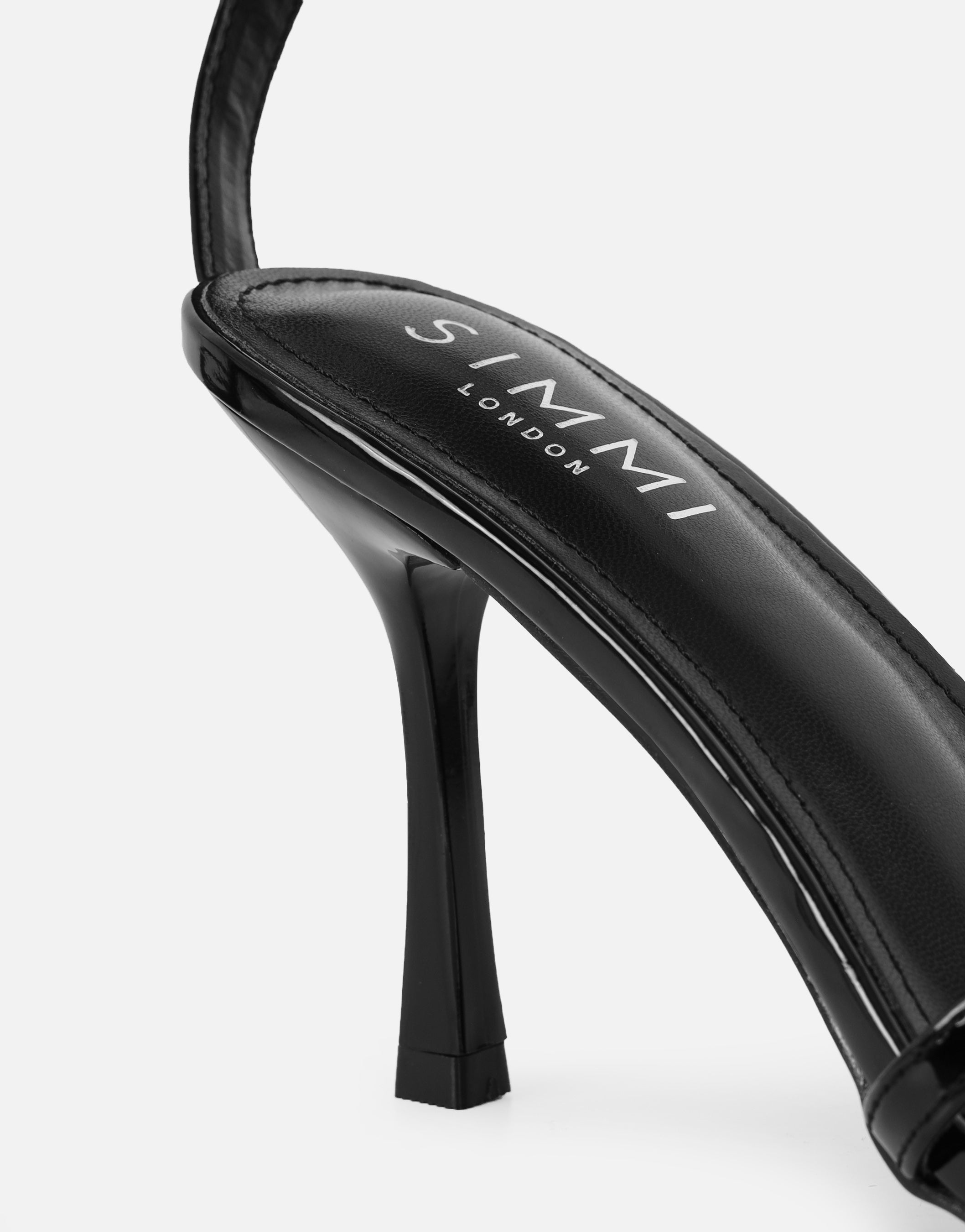 Meela Black Patent Heeled Sandals