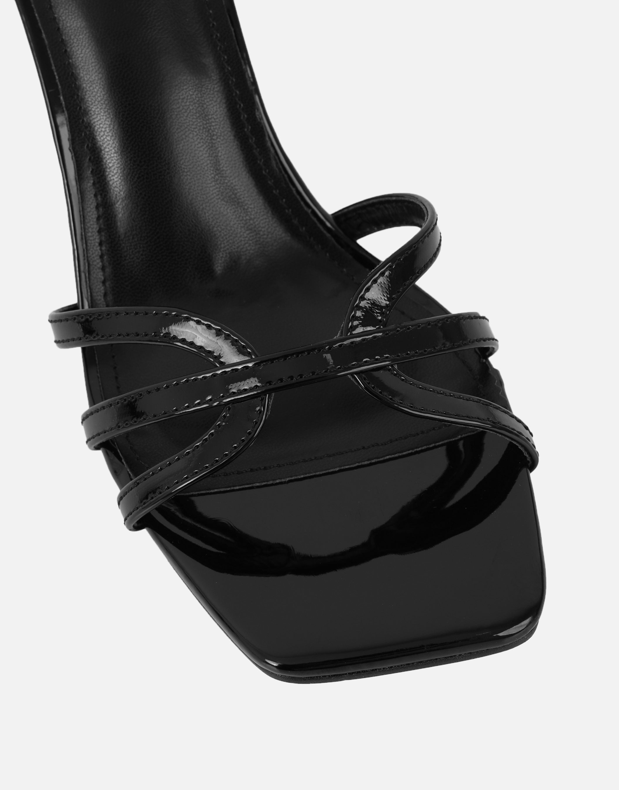 Meela Black Patent Heeled Sandals