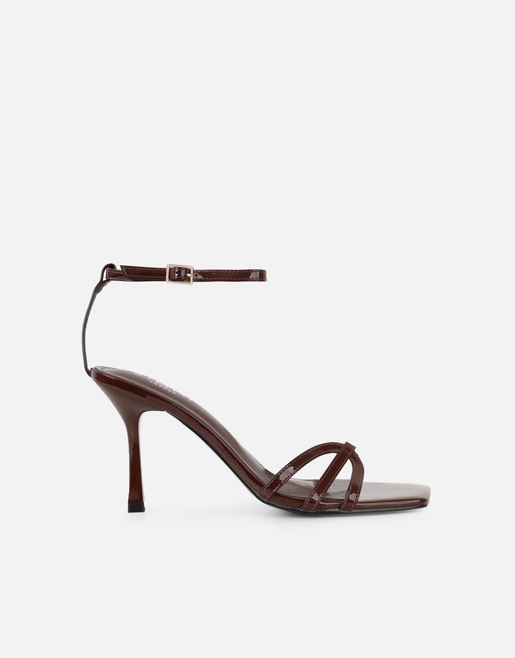 Meela Brown Patent Heeled Sandals