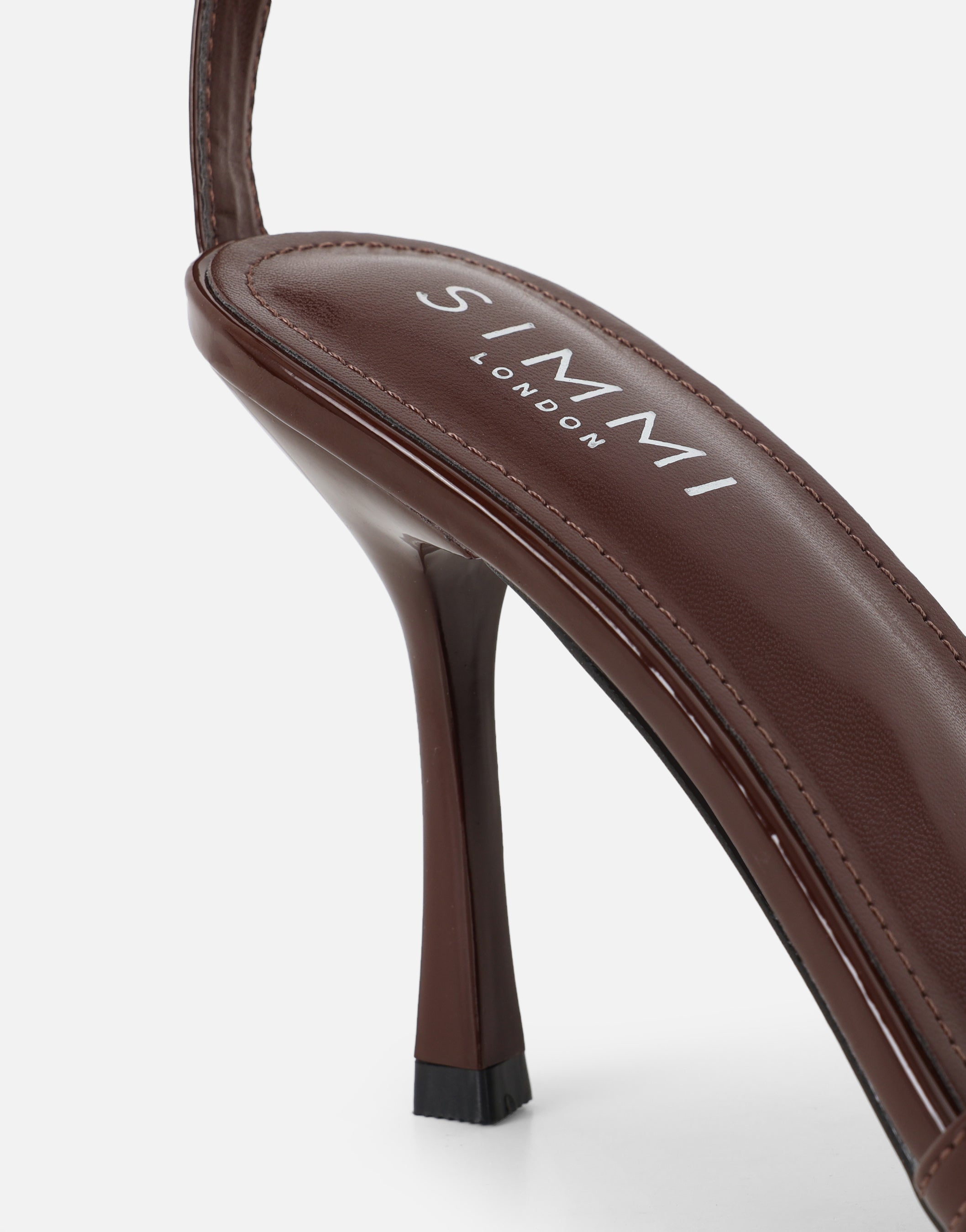 Meela Brown Patent Heeled Sandals