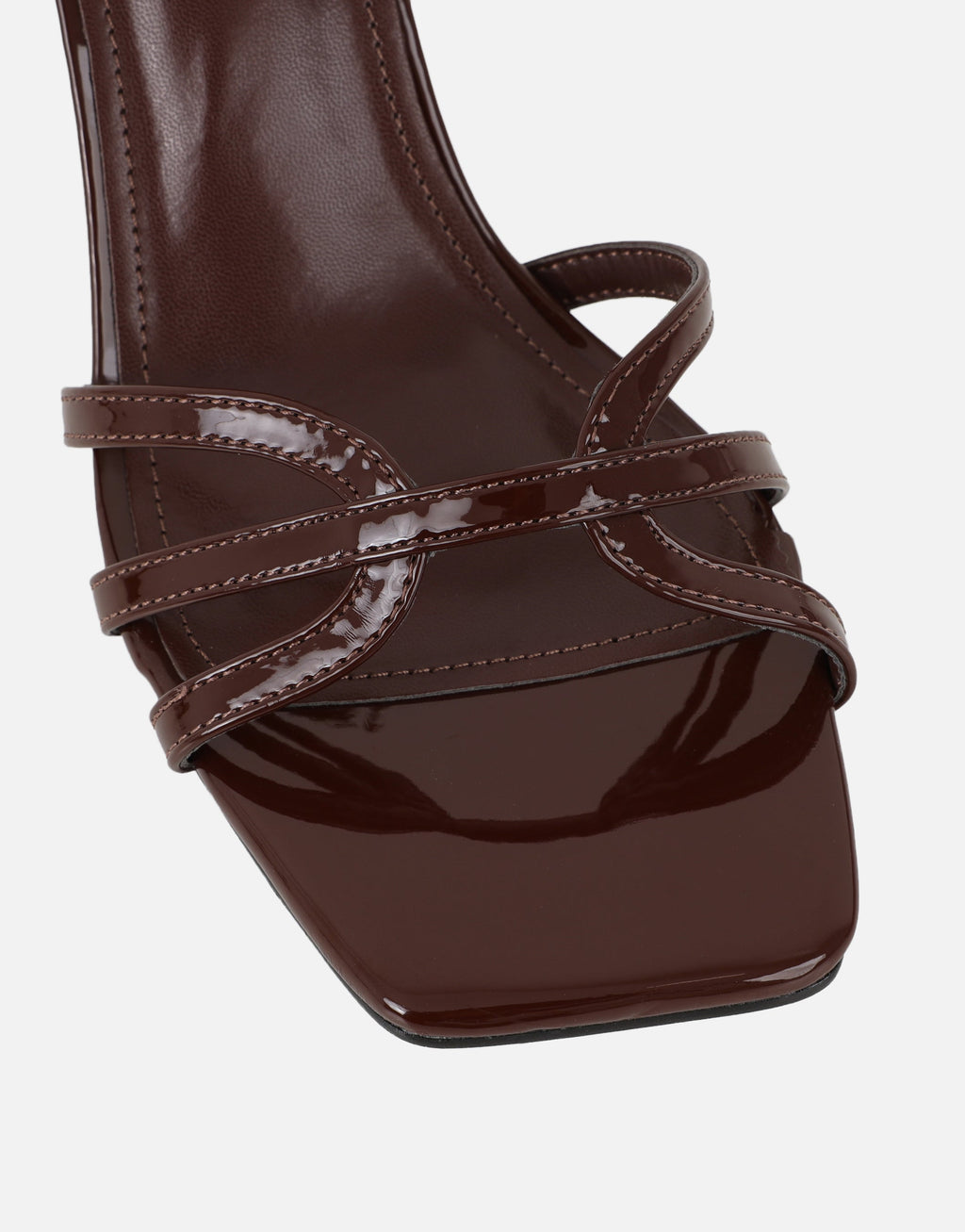 Meela Brown Patent Heeled Sandals