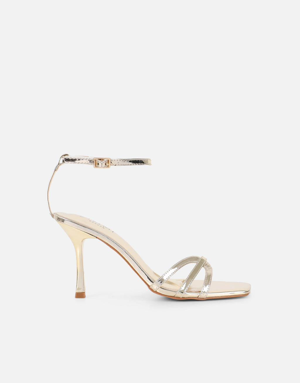 Meela Gold Mirror Heeled Sandals