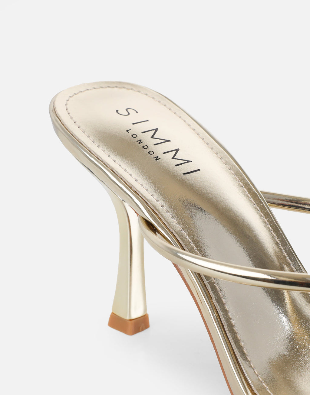 Moni Gold Mirror Diamante Toe Detail Mules