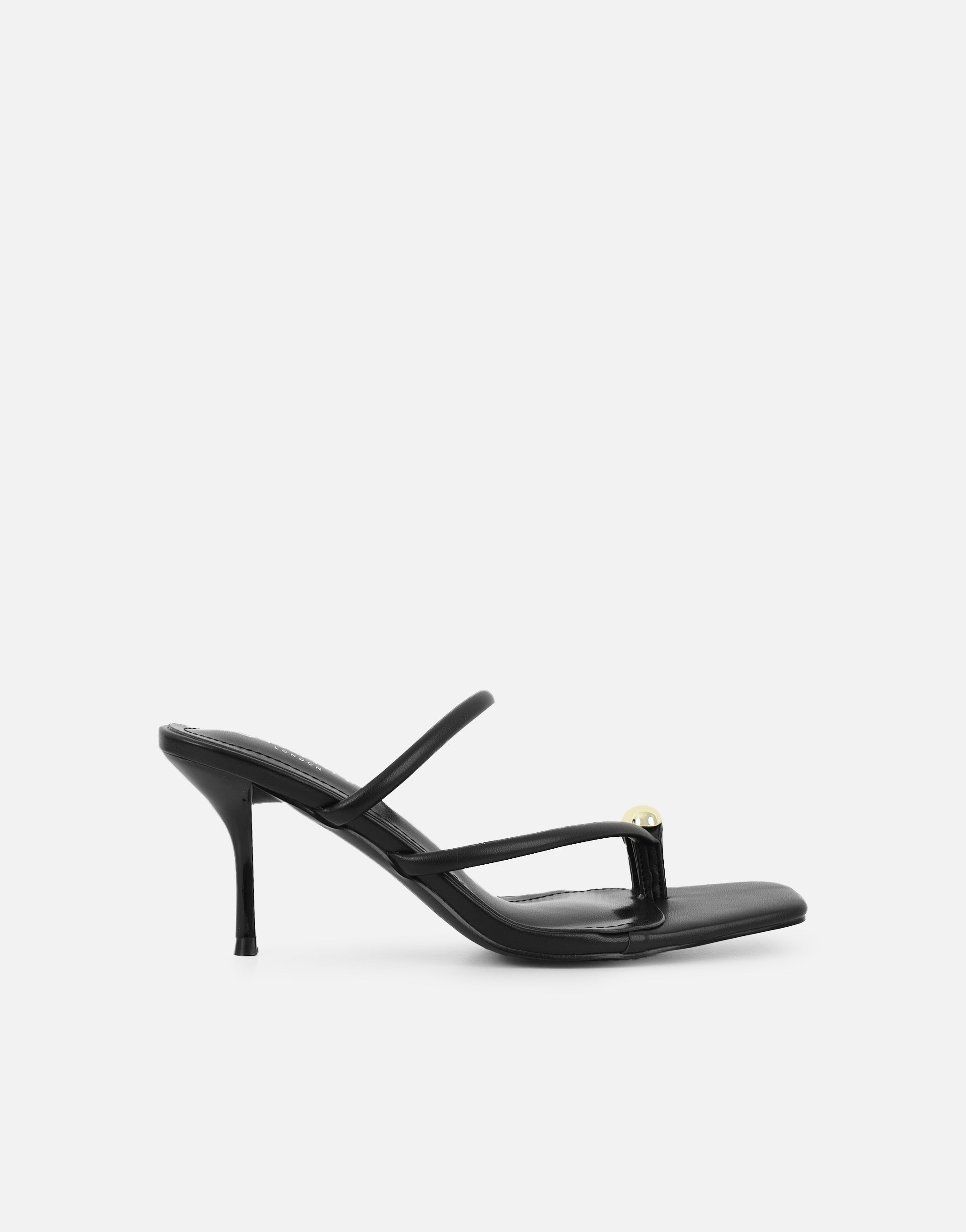 Eleanor Black Gold Toe Post Detail Mules