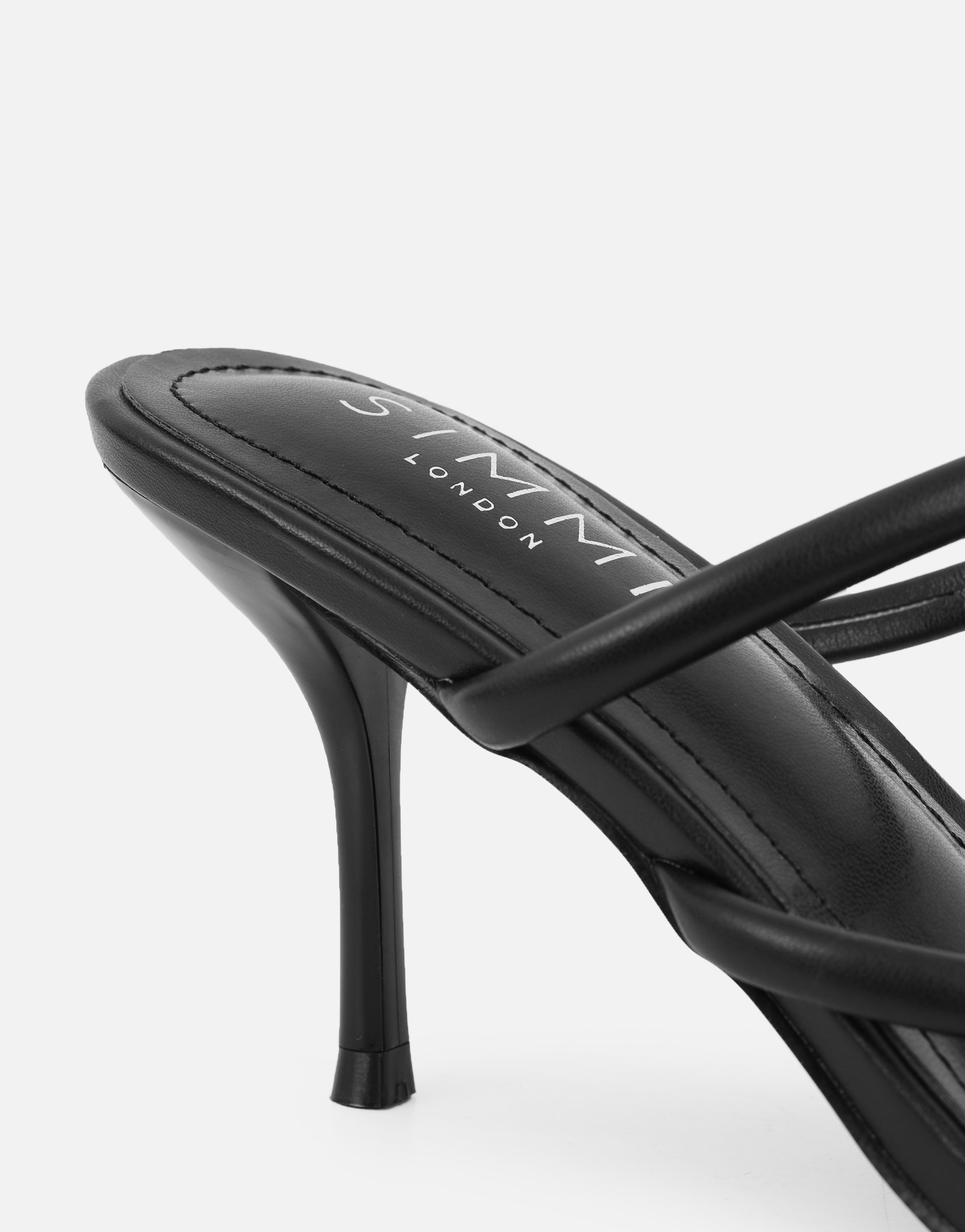 Eleanor Black Gold Toe Post Detail Mules