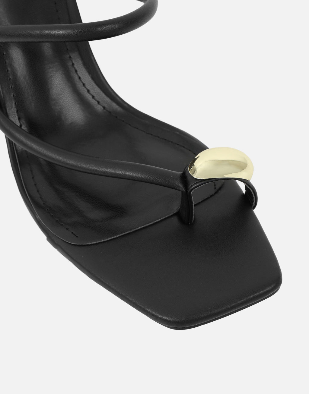 Eleanor Black Gold Toe Post Detail Mules