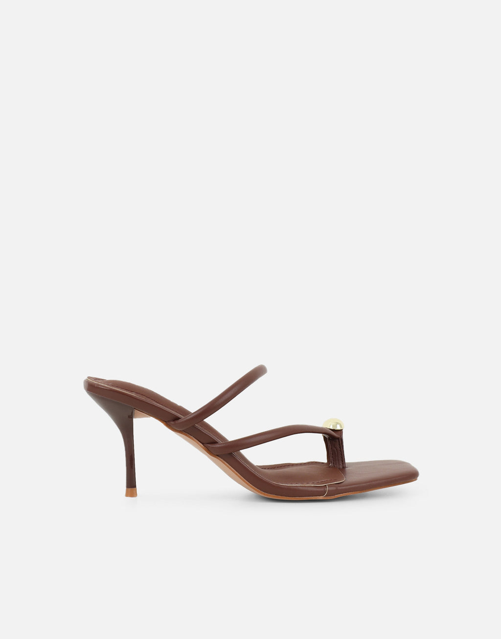Eleanor Brown Gold Toe Post Detail Mules