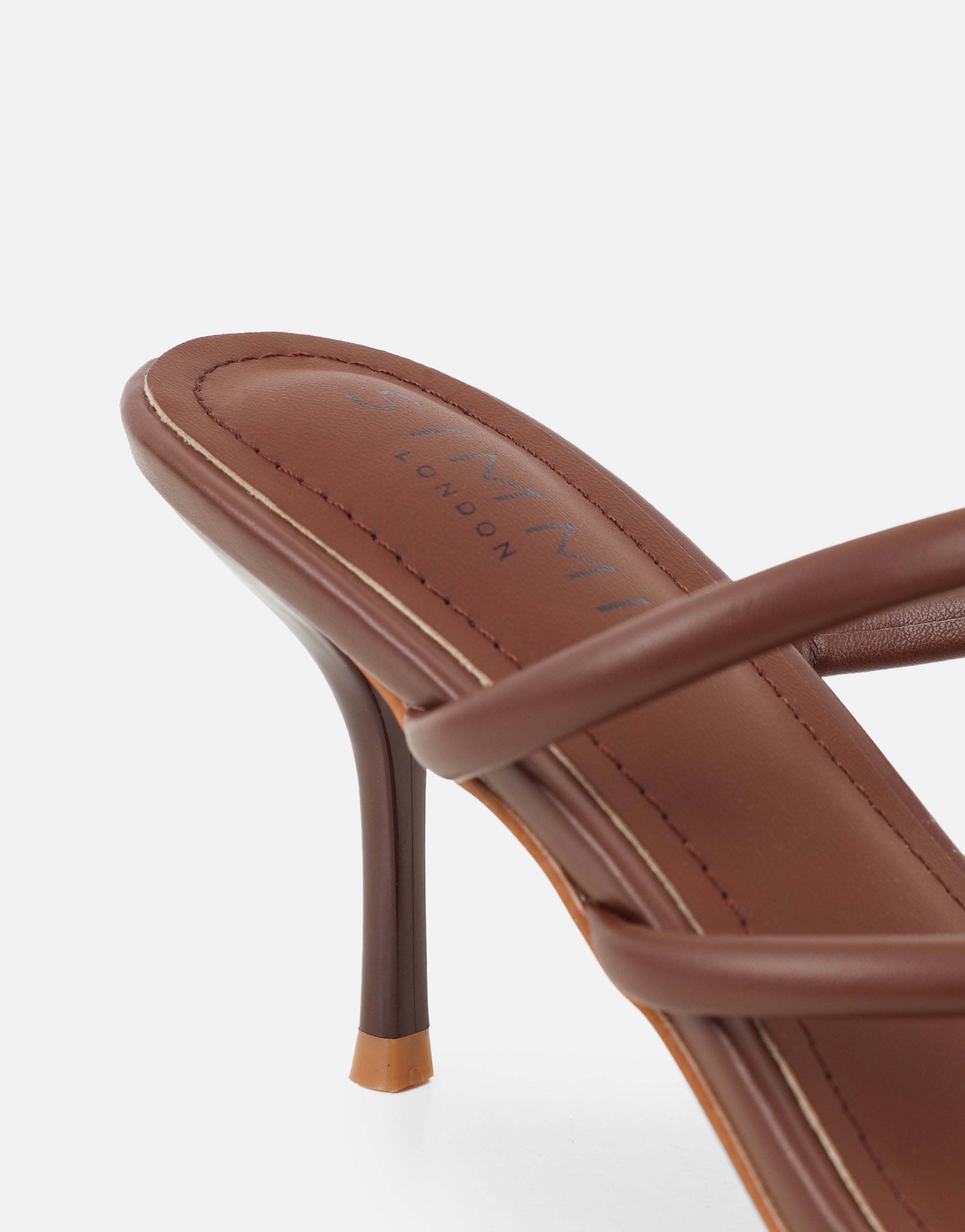 Eleanor Brown Gold Toe Post Detail Mules