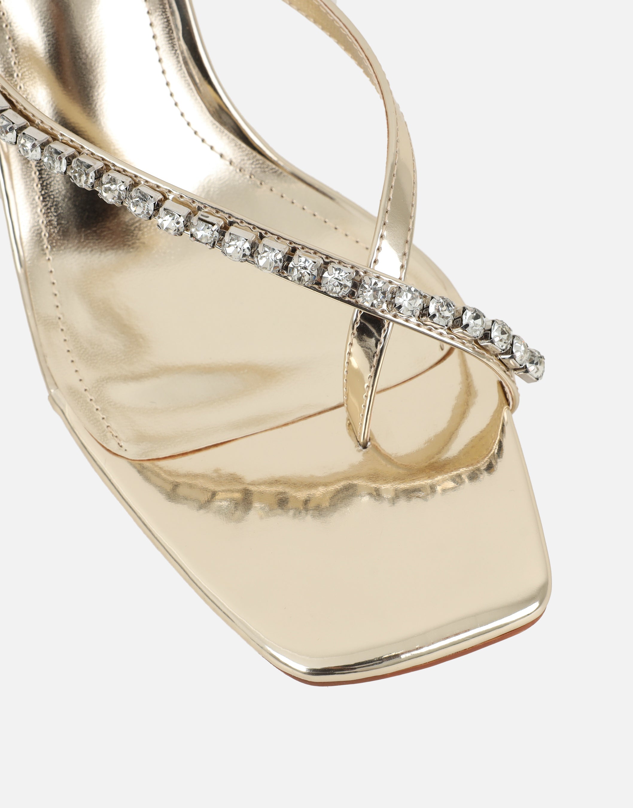 Lana Gold Mirror Diamante Toe Post Mules