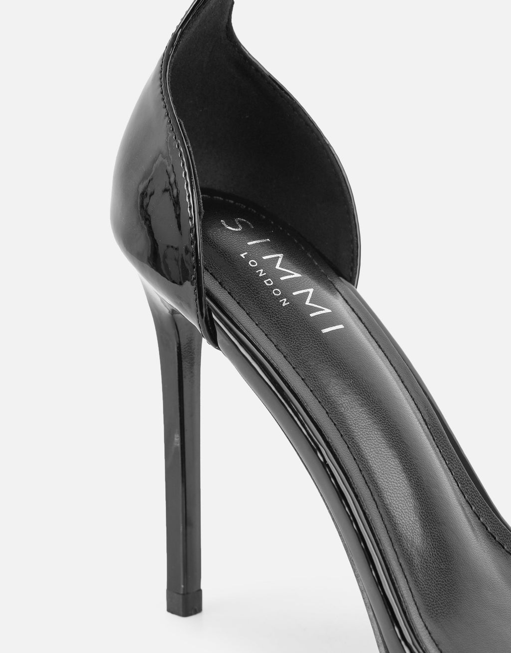 Gabby Black Patent Barely There Heeled Sandals