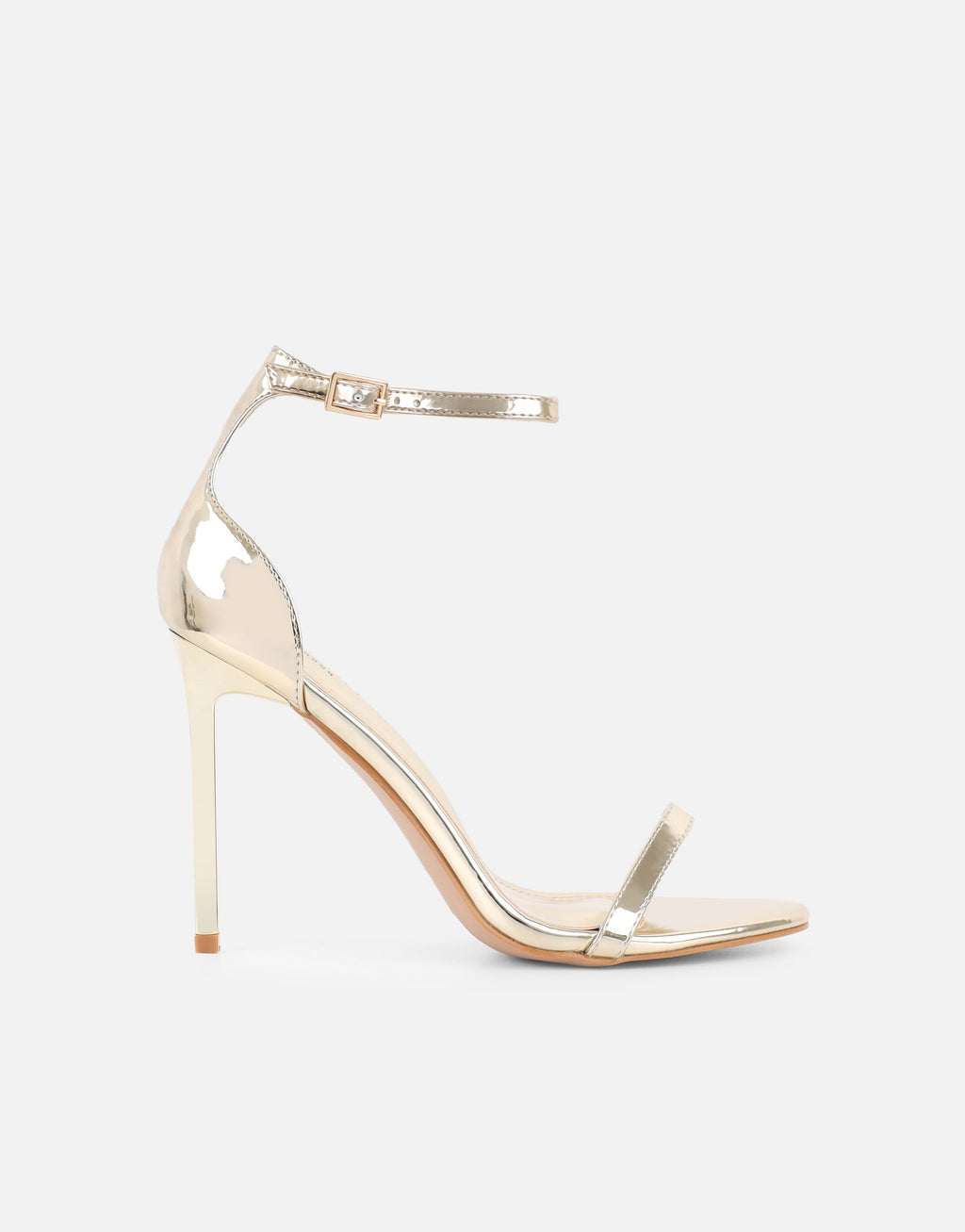 Gabby Gold Mirror Barely There Heeled Sandals