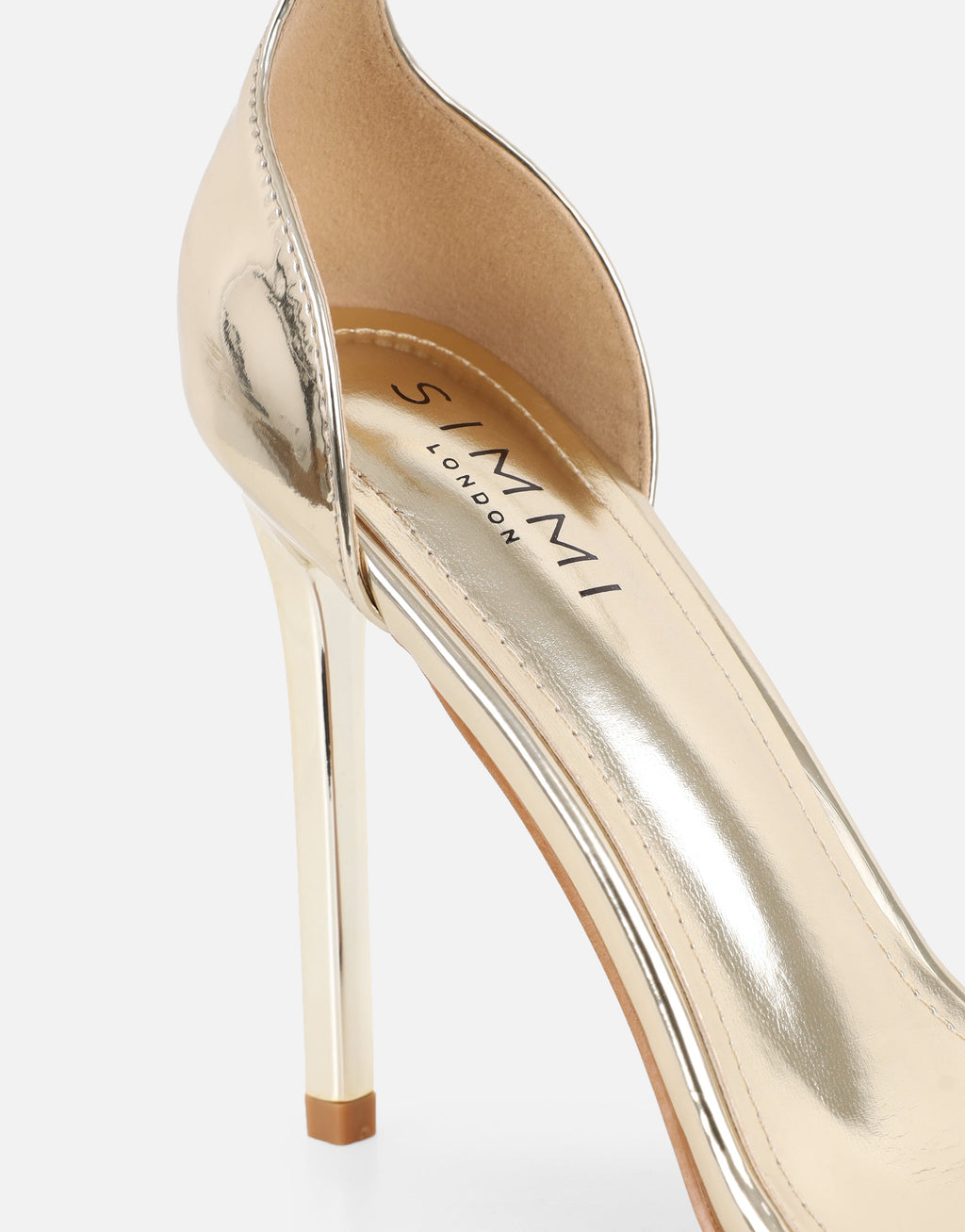 Gabby Gold Mirror Barely There Heeled Sandals