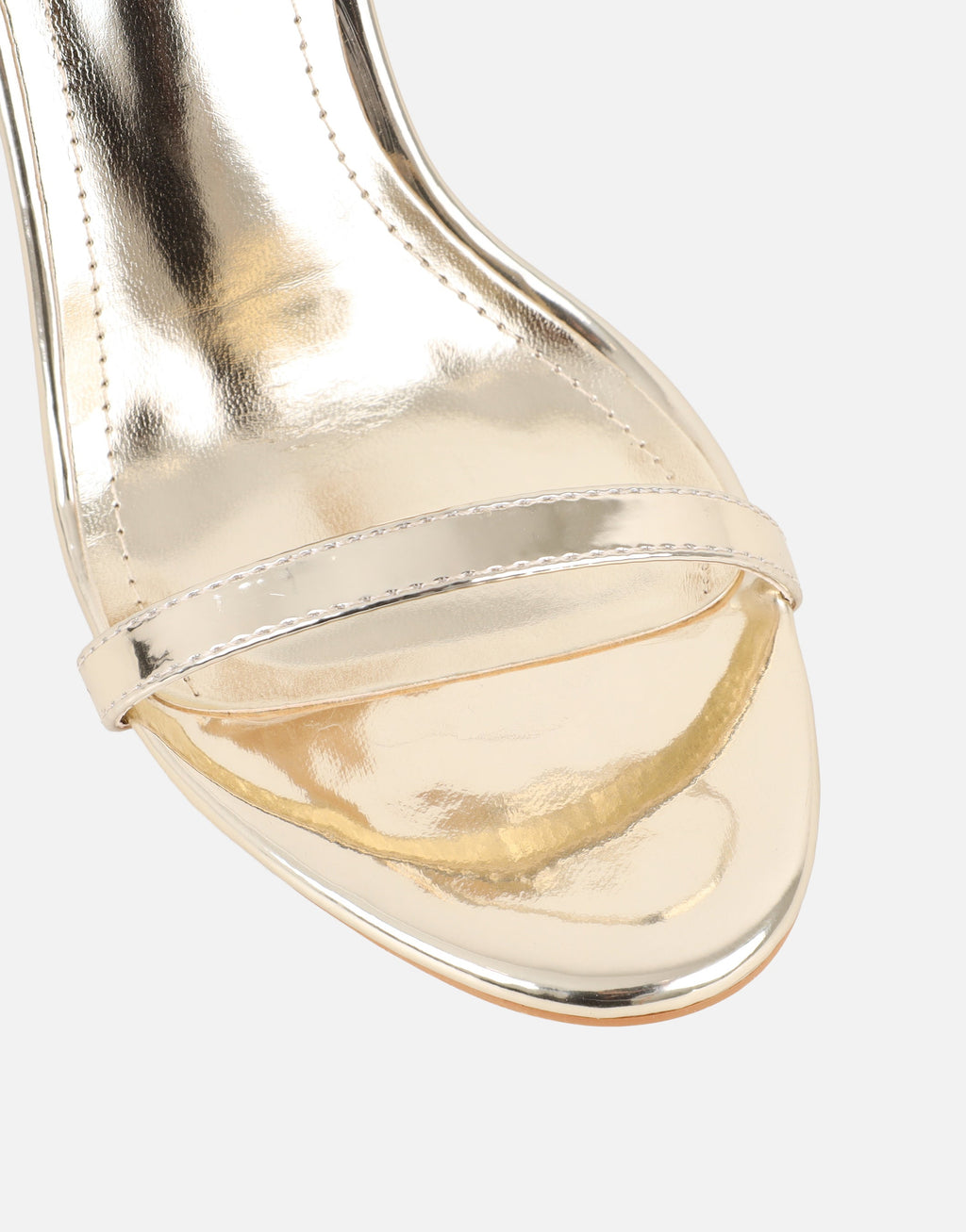 Gabby Gold Mirror Barely There Heeled Sandals