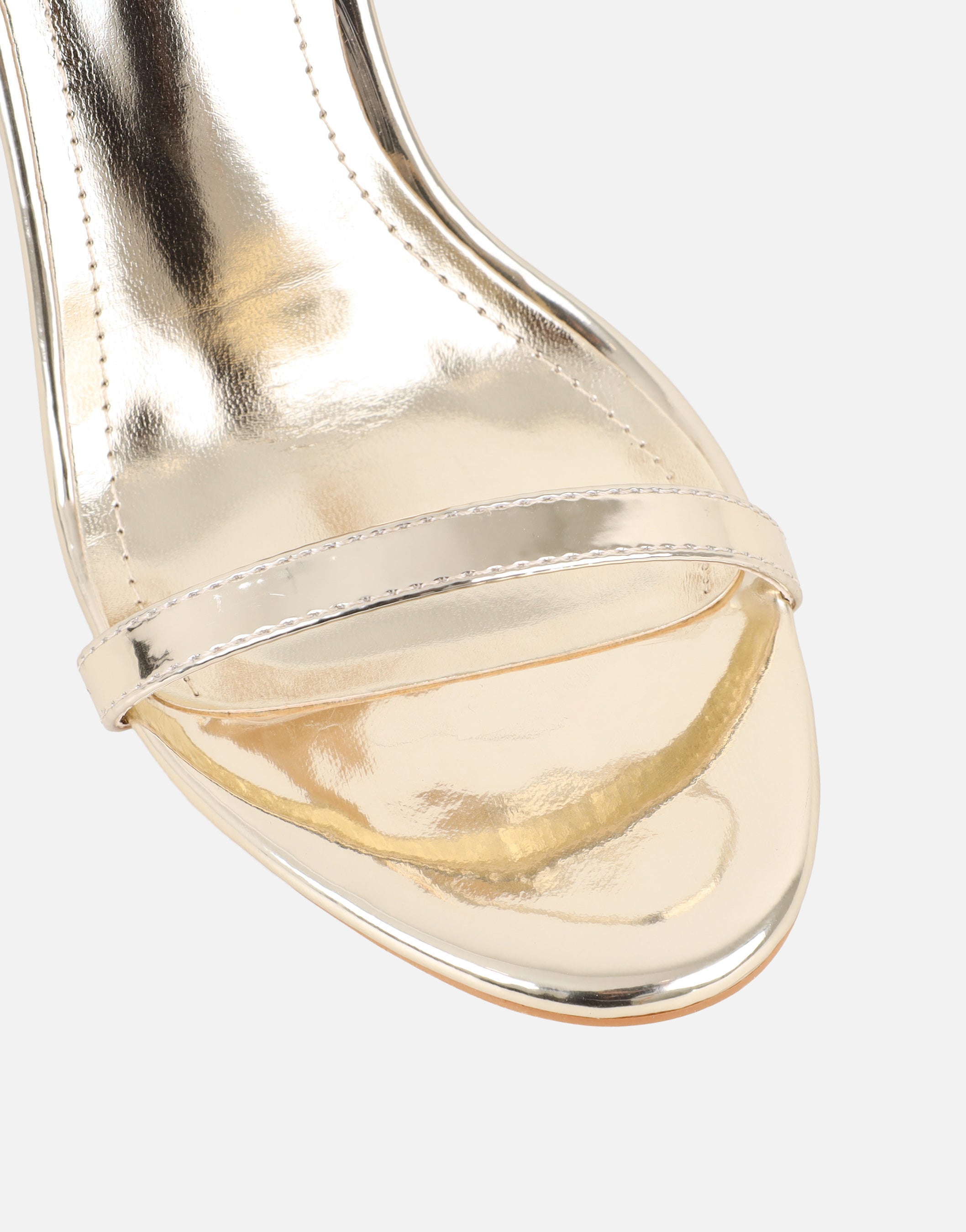 Gabby Gold Mirror Barely There Heeled Sandals
