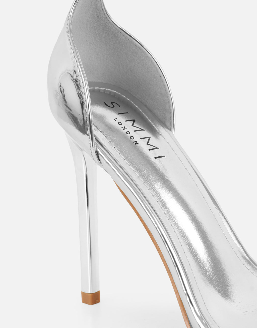 Gabby Silver Mirror Barely There Heeled Sandals