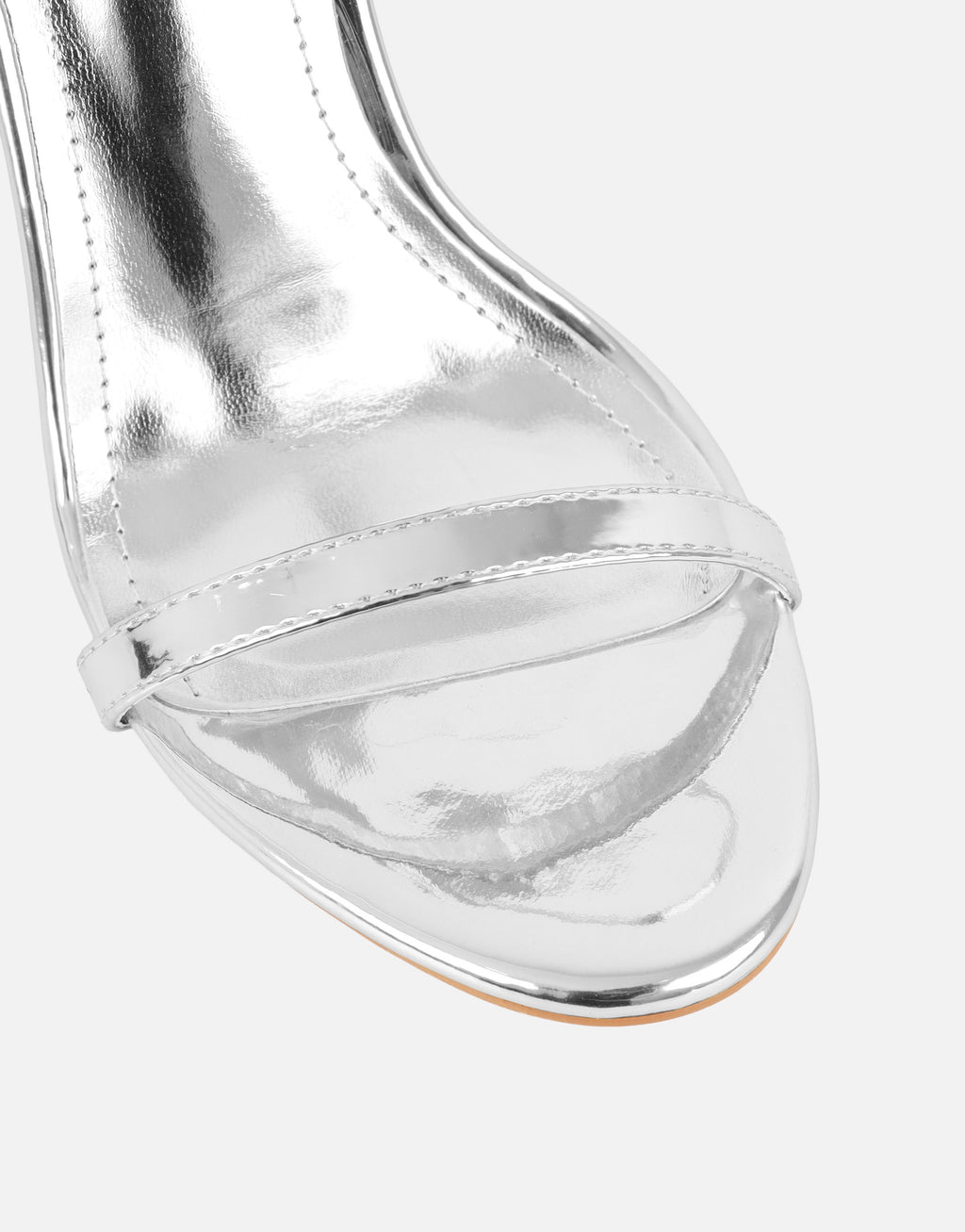 Gabby Silver Mirror Barely There Heeled Sandals