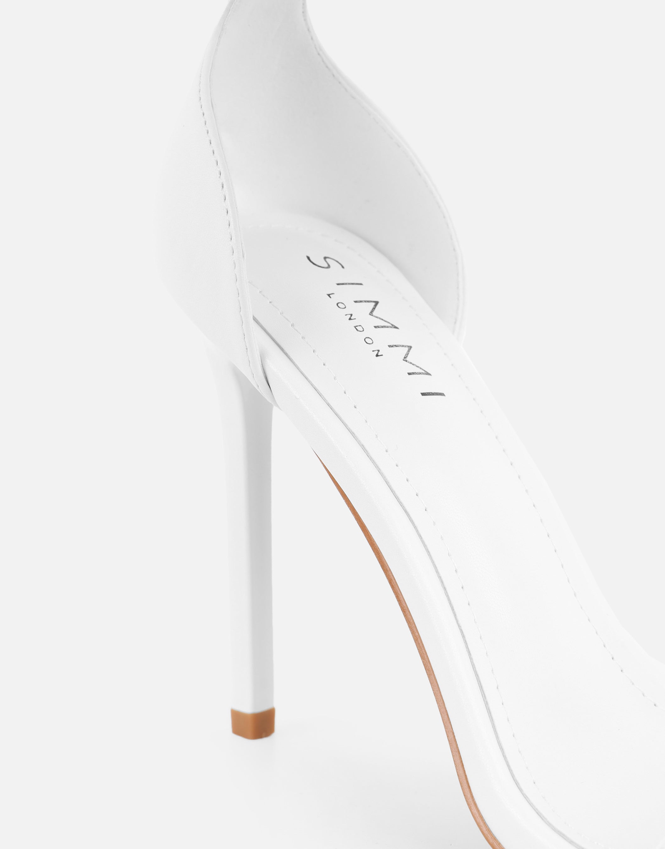 Gabby White Barely There Heeled Sandals