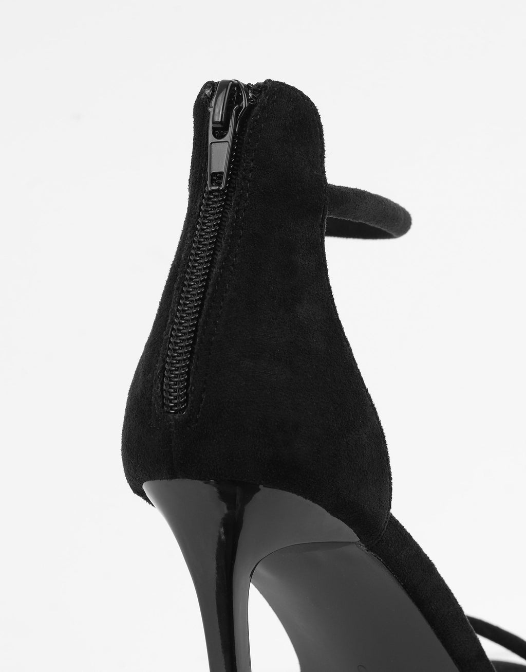 Amari Black Suede Barely There Heeled Sandals