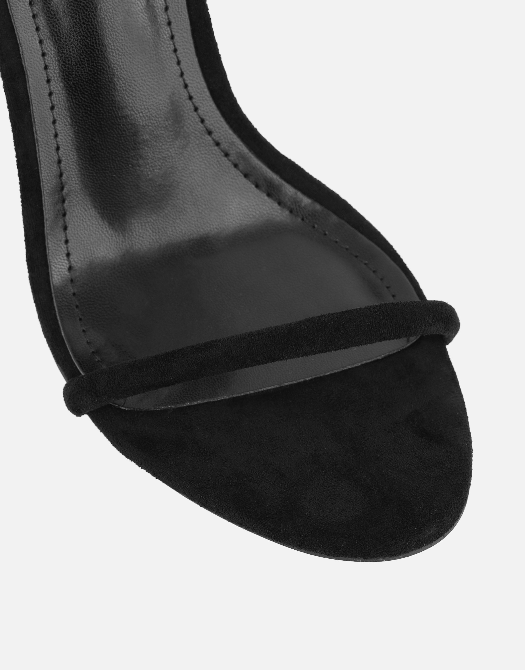 Amari Black Suede Barely There Heeled Sandals