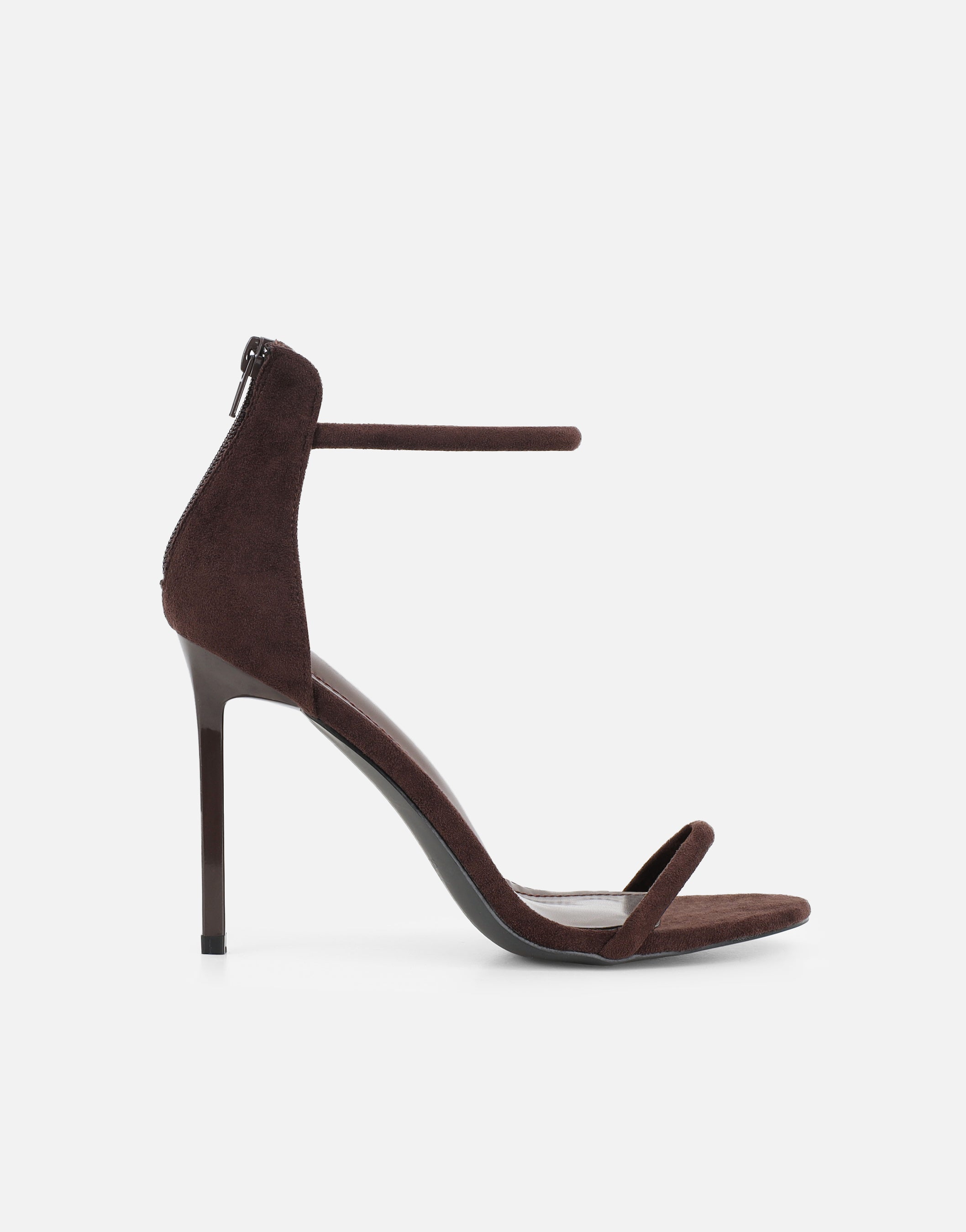 Amari Brown Suede Barely There Heeled Sandals