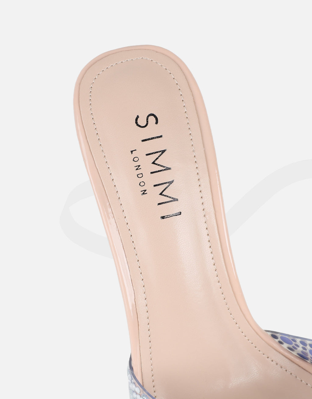 Lopezz Nude Patent Clear Embellished Heeled Sandals