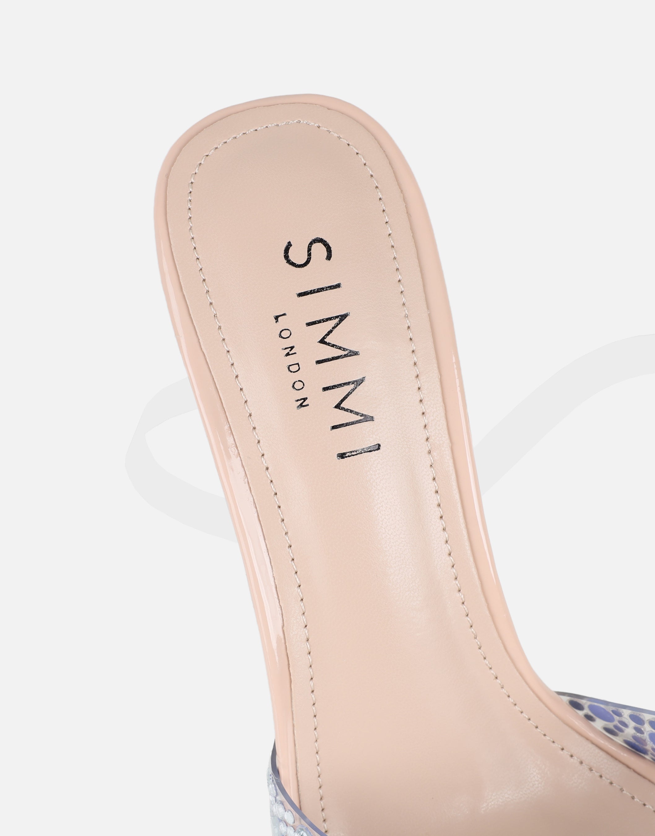 Lopezz Nude Patent Clear Embellished Heeled Sandals