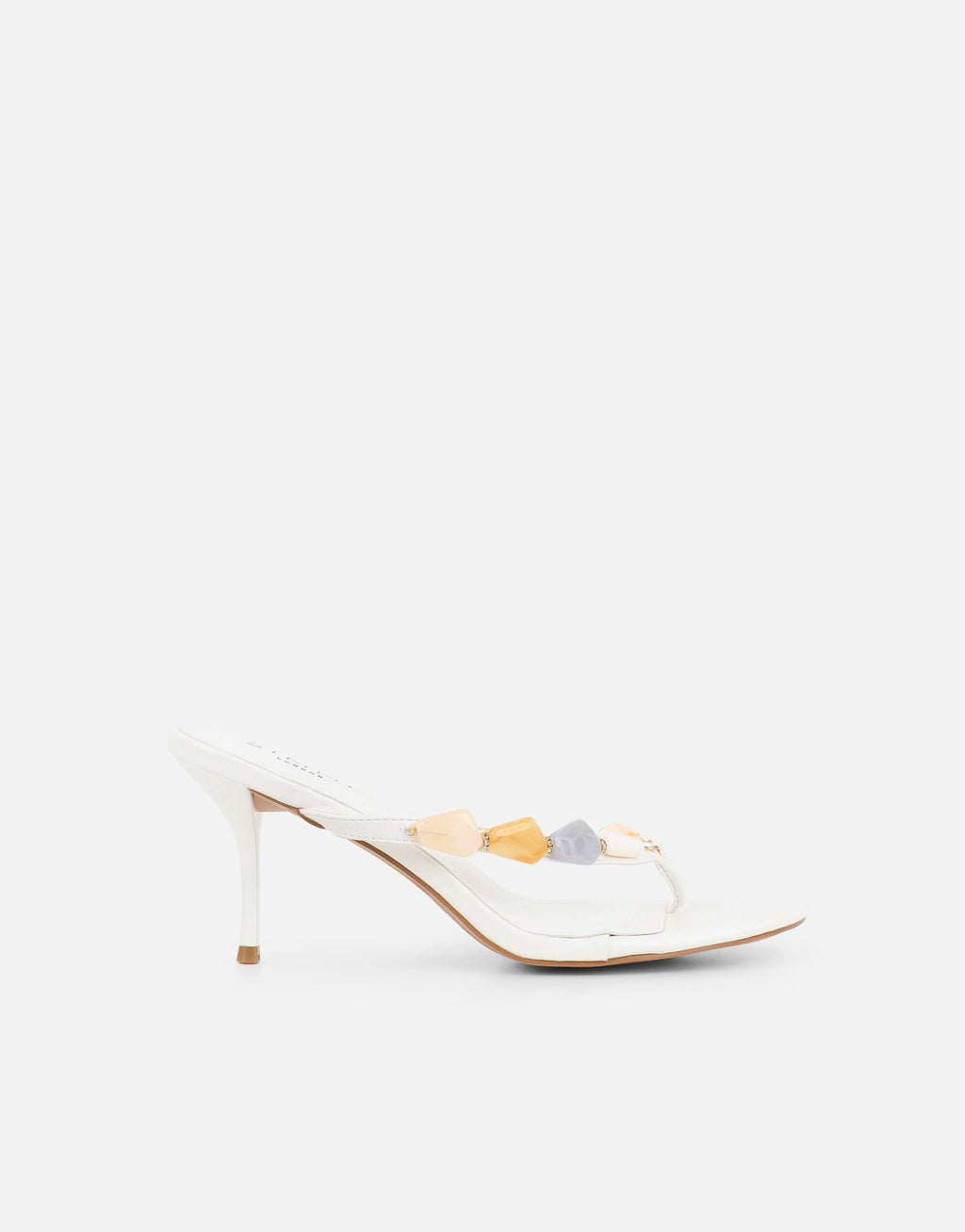 Carla White Embellished Toe Post Mules