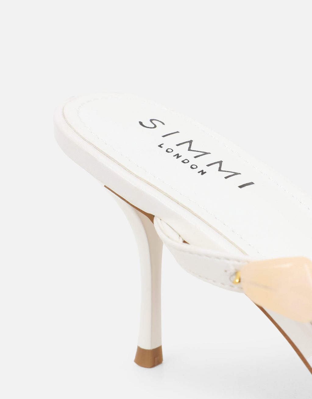 Carla White Embellished Toe Post Mules