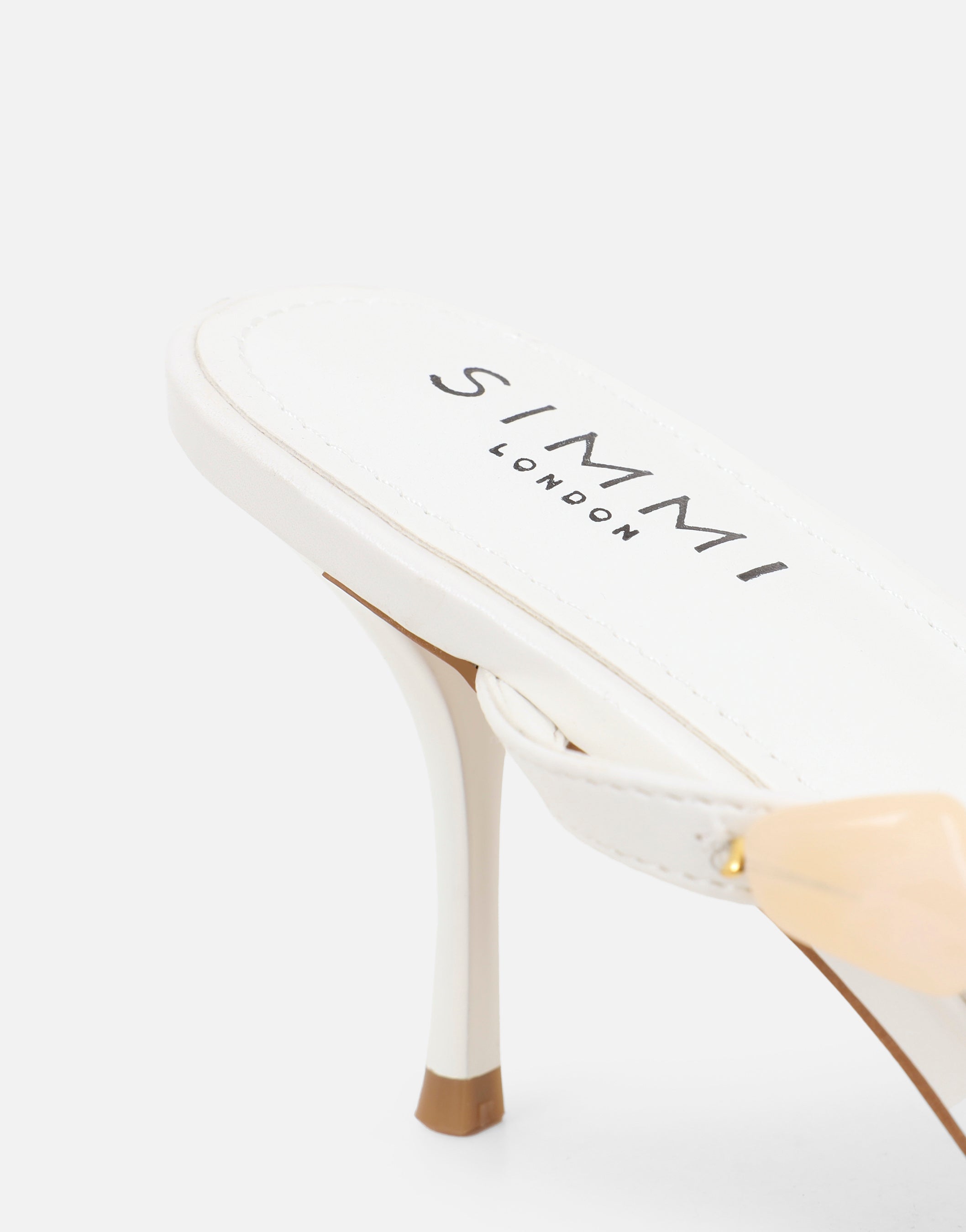 Carla White Embellished Toe Post Mules