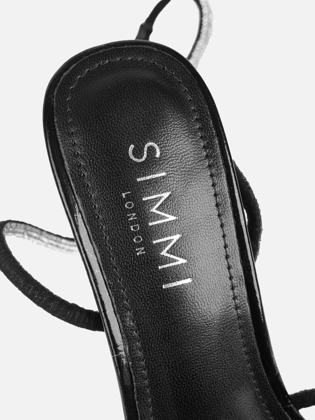 Janeet Black Diamante Knot Heeled Sandals