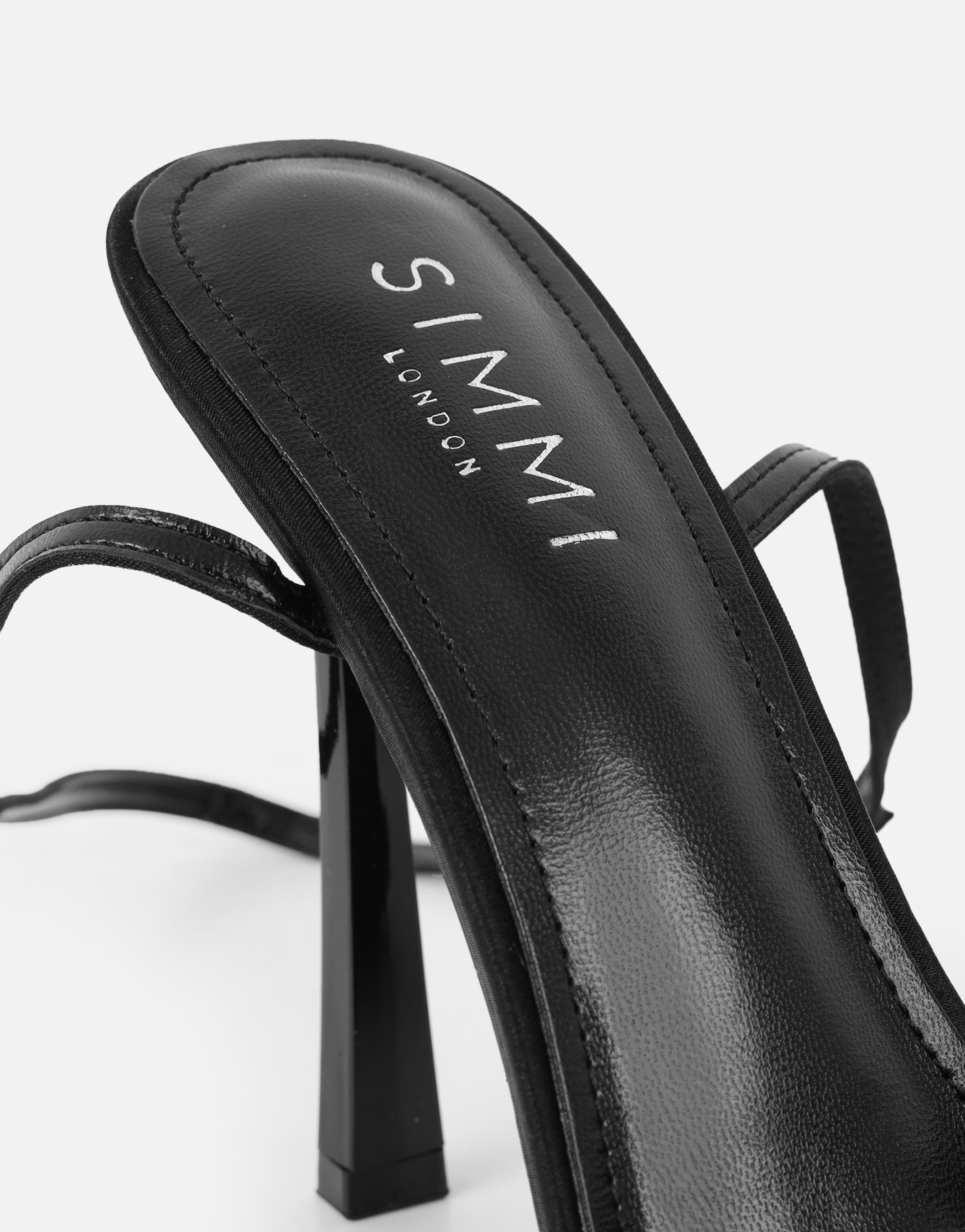 Janeena Black Lace Bow Detail Heeled Sandals