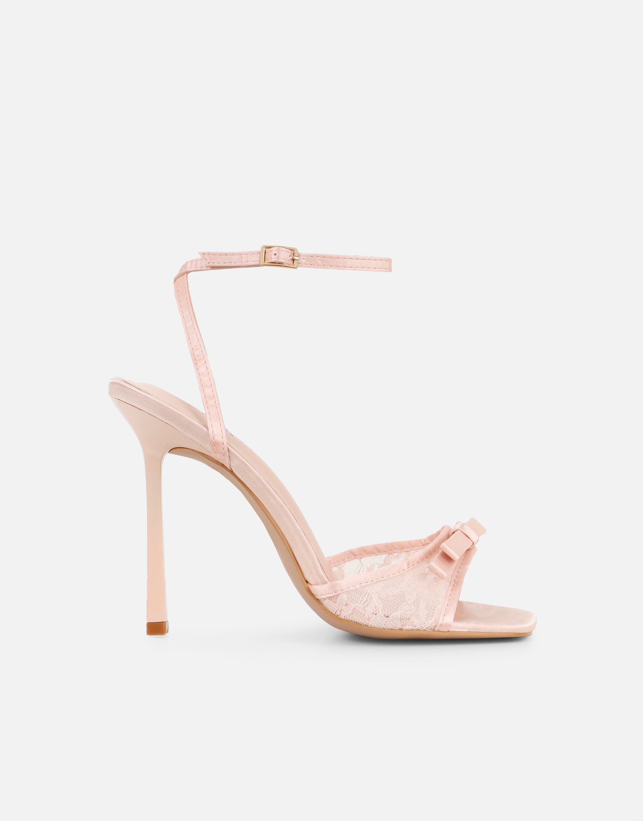 Janeena Blush Lace Bow Detail Heeled Sandals