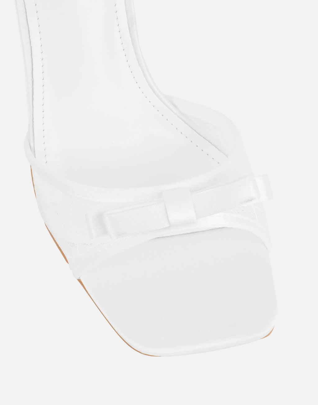 Janeena White Lace Bow Detail Heeled Sandals