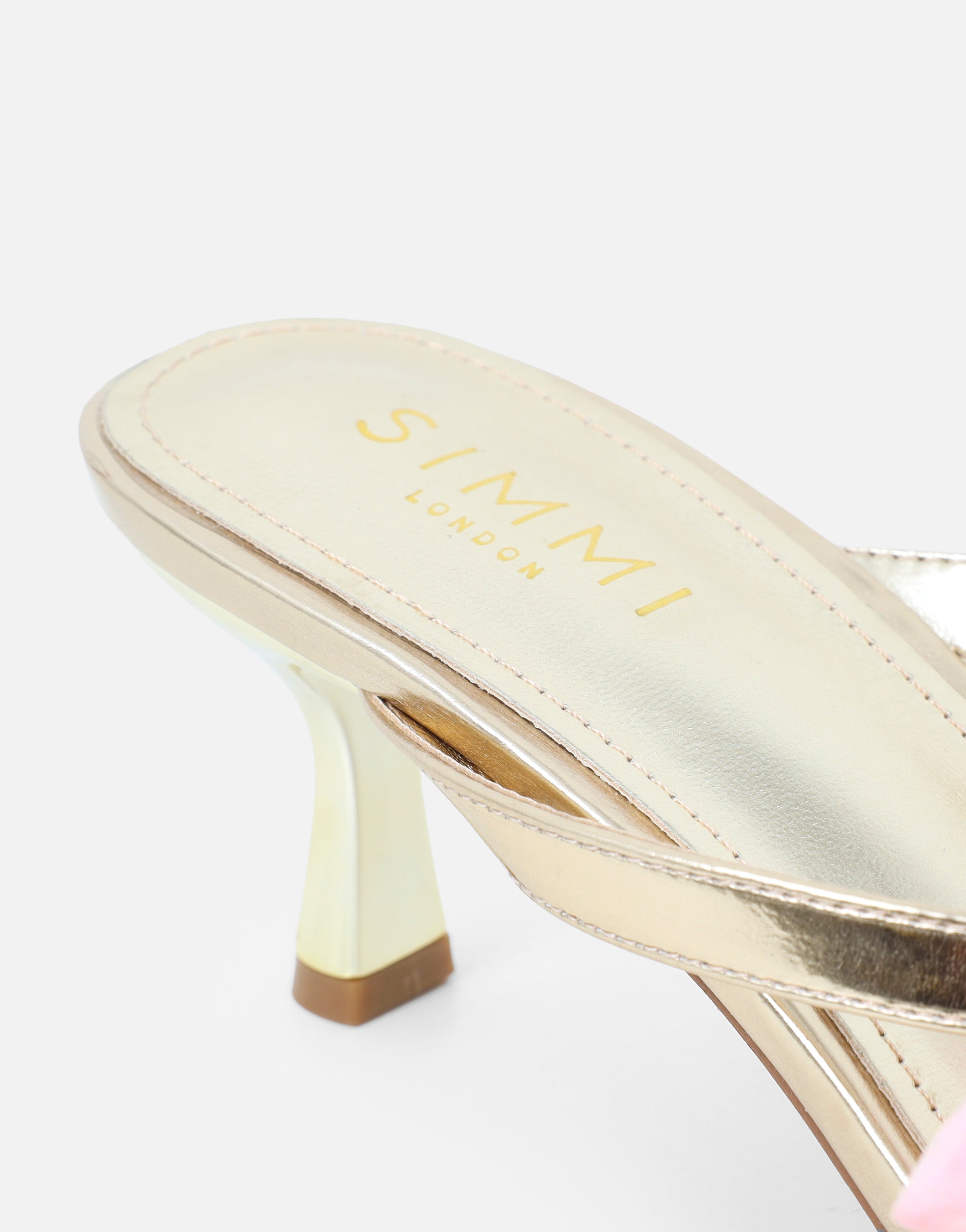Ruby Gold Metallic Flower Detail Mules