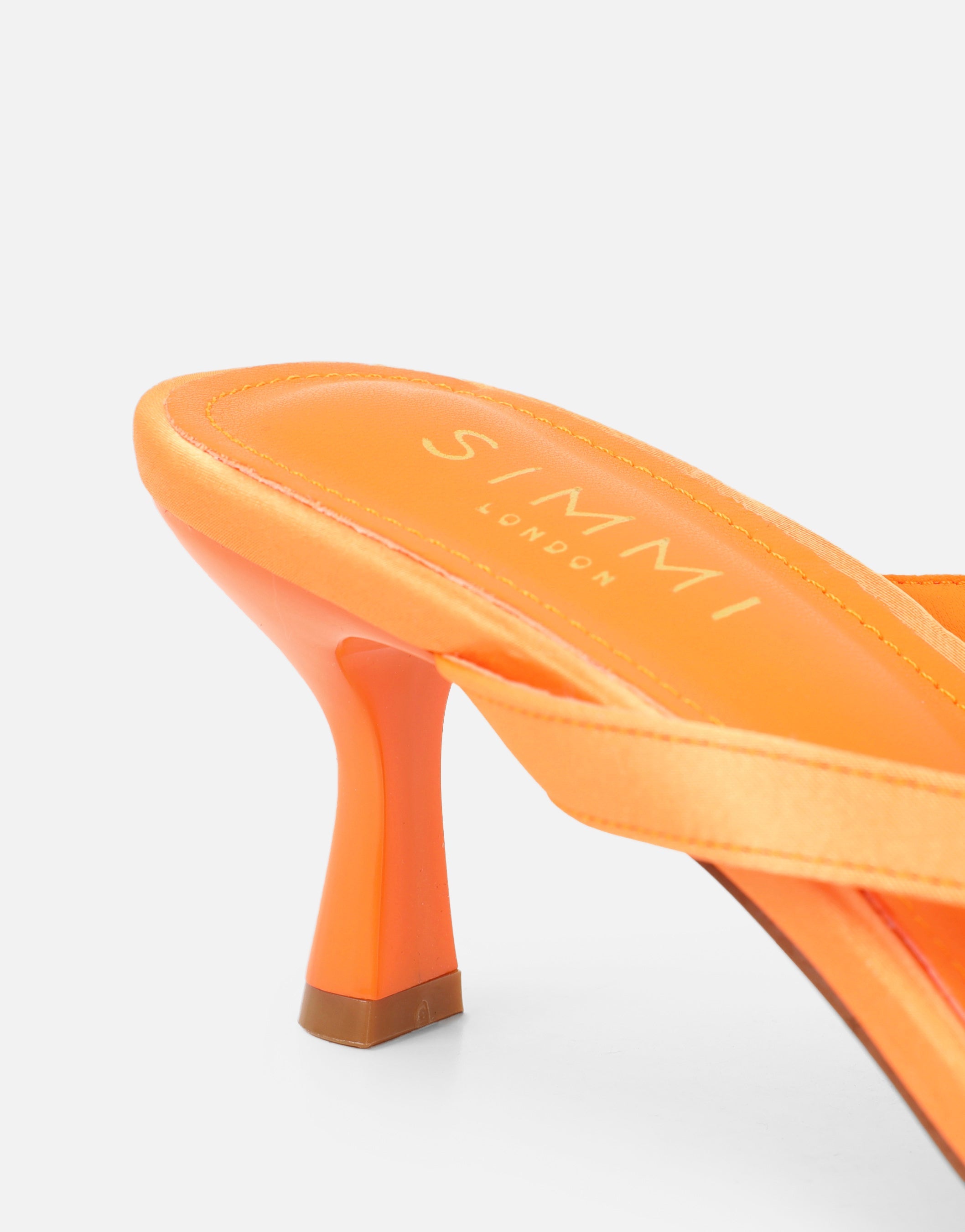 Ruby Orange Satin Flower Detail Mules